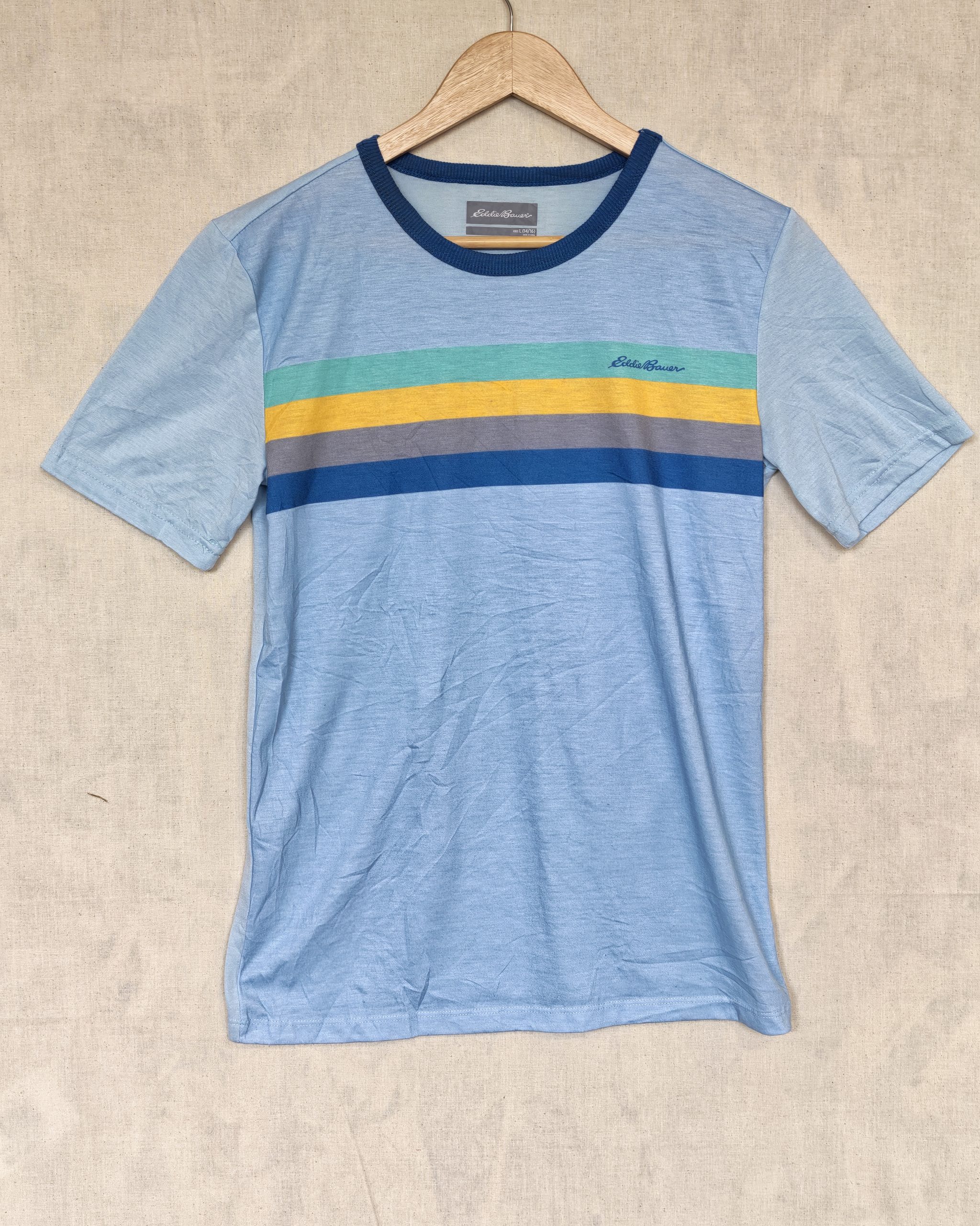 Eddie Bauer Blue Kids T-Shirt L 14/16 Multicolor Stripes
