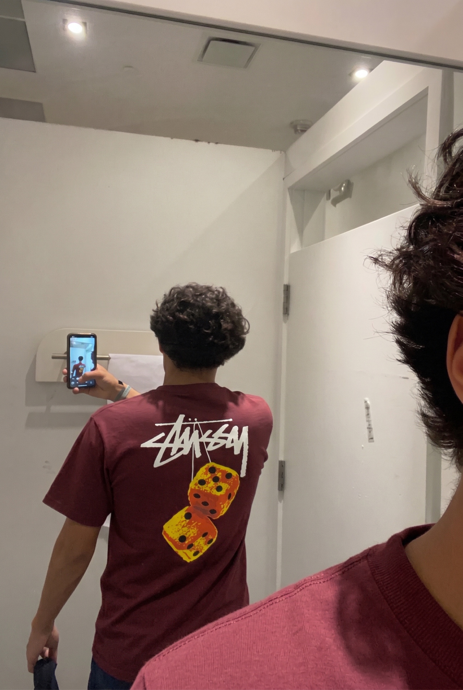 Stüssy Bordeaux Red T-Shirt Medium Dice Print