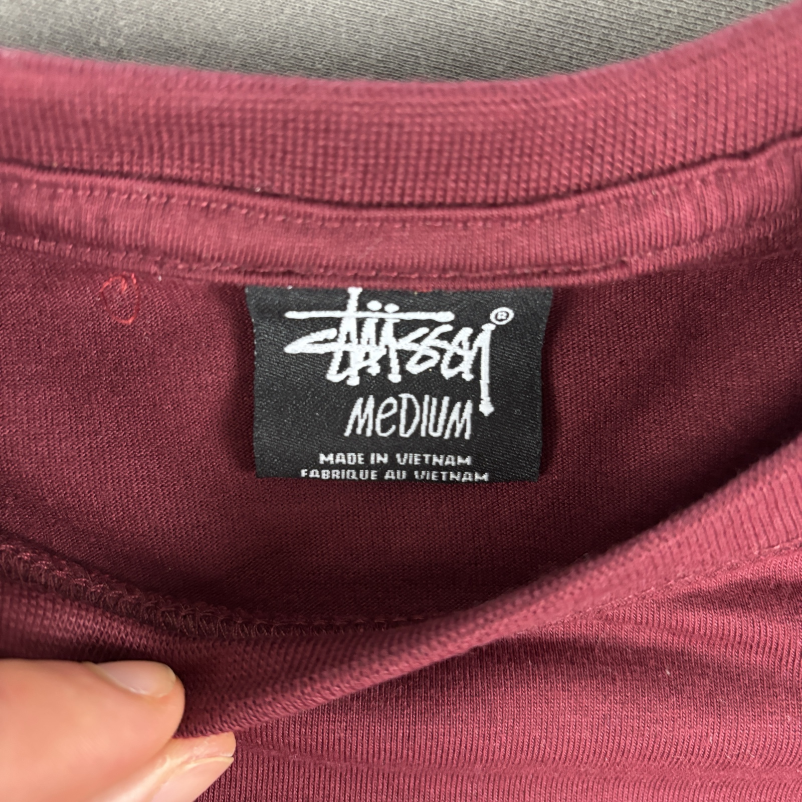 Stüssy Bordeaux Red T-Shirt Medium Dice Print image 5