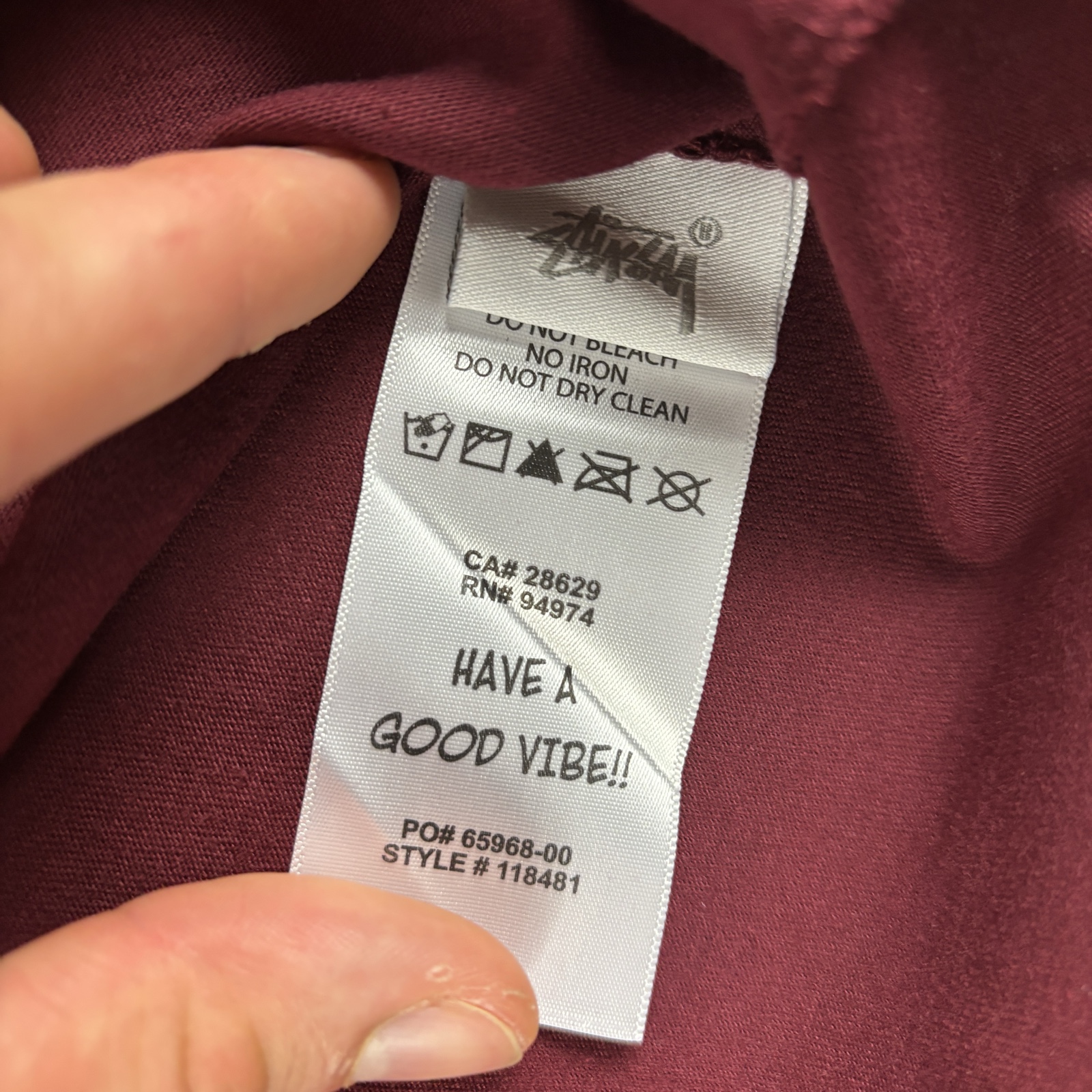 Stüssy Bordeaux Red T-Shirt Medium Dice Print image 7