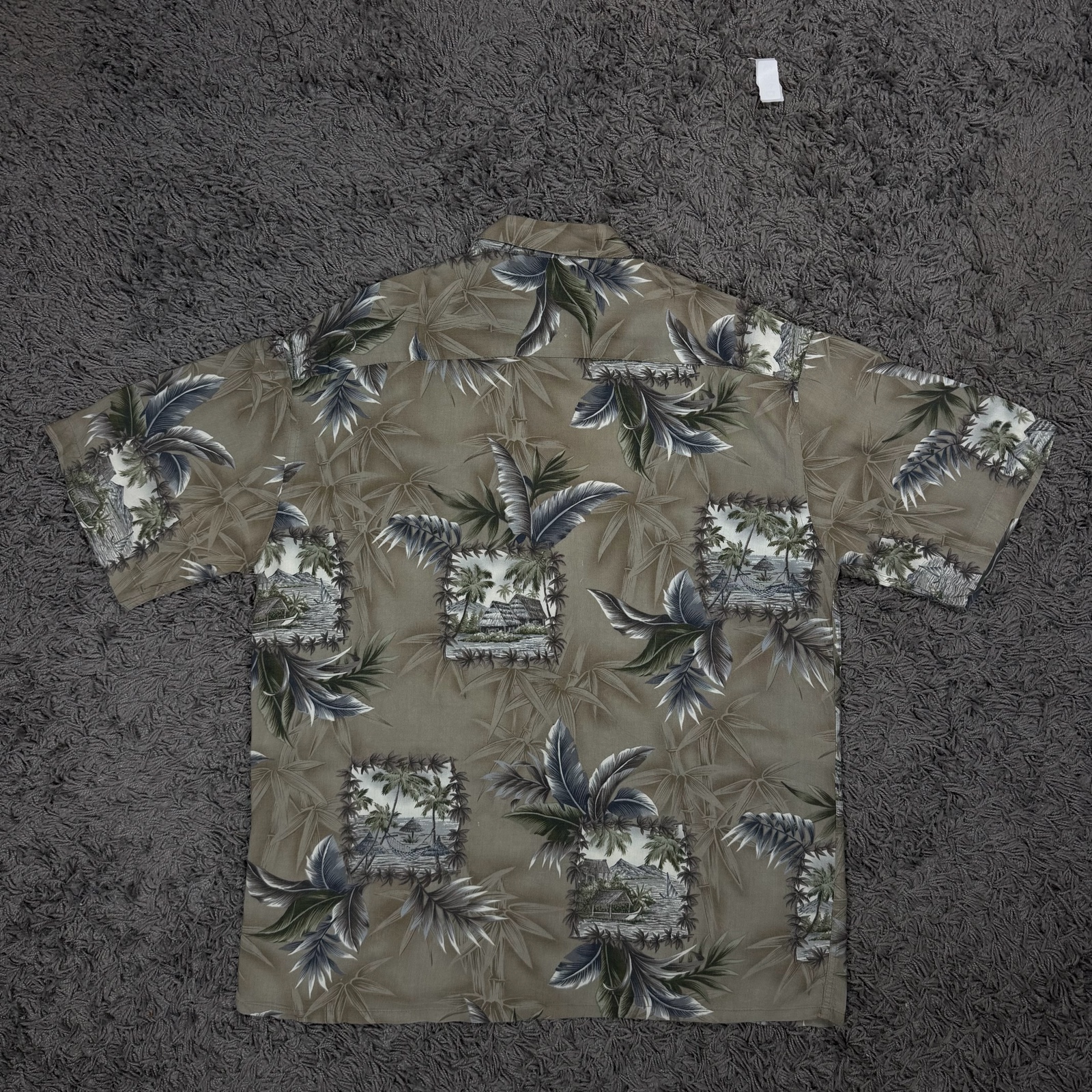 Cobra Casual Grey & Green Hawaiian Shirt Large 100% Rayon image 5