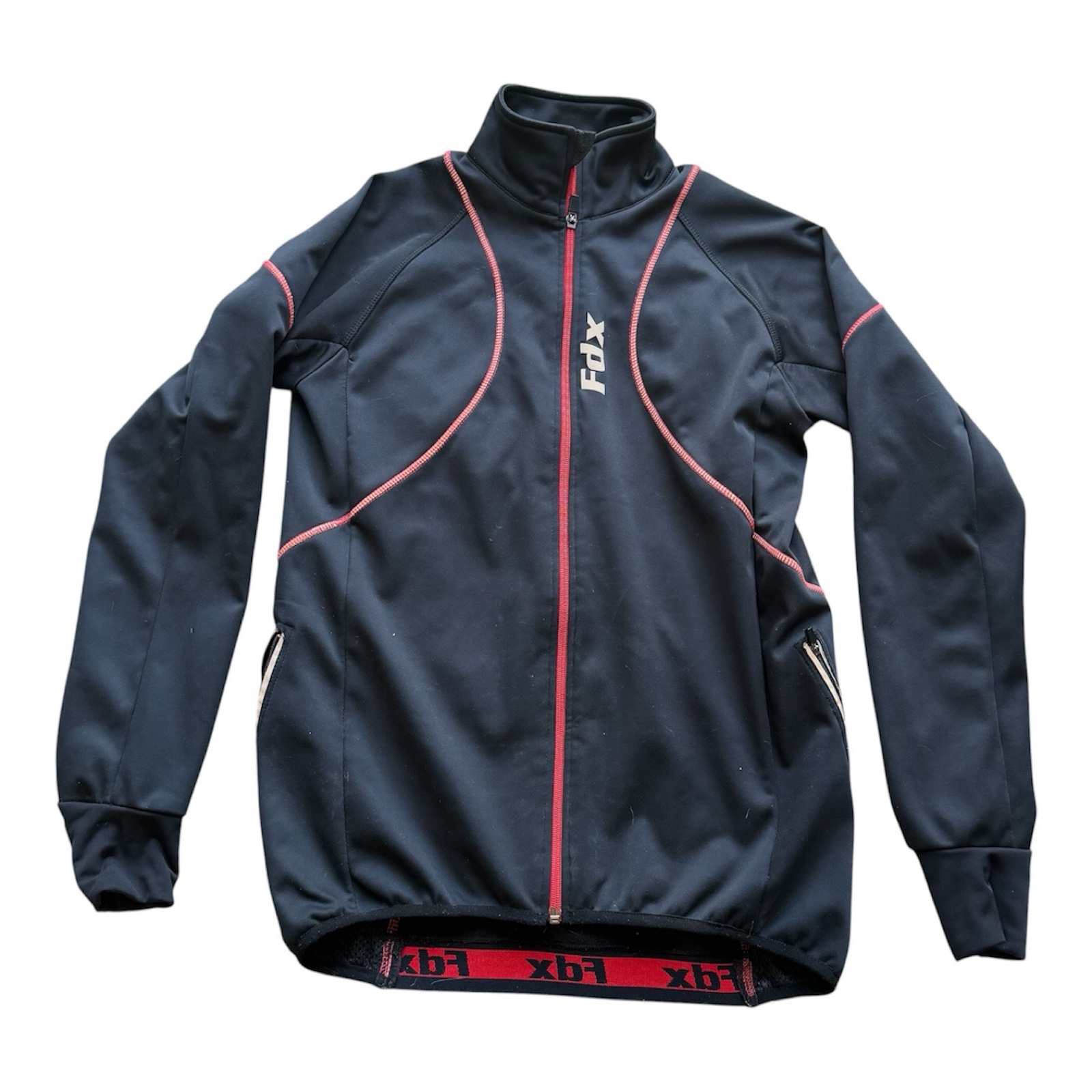 FDX Softshell Cycling Jacket Medium Black/Red Full Zip Windproof (Menswear)