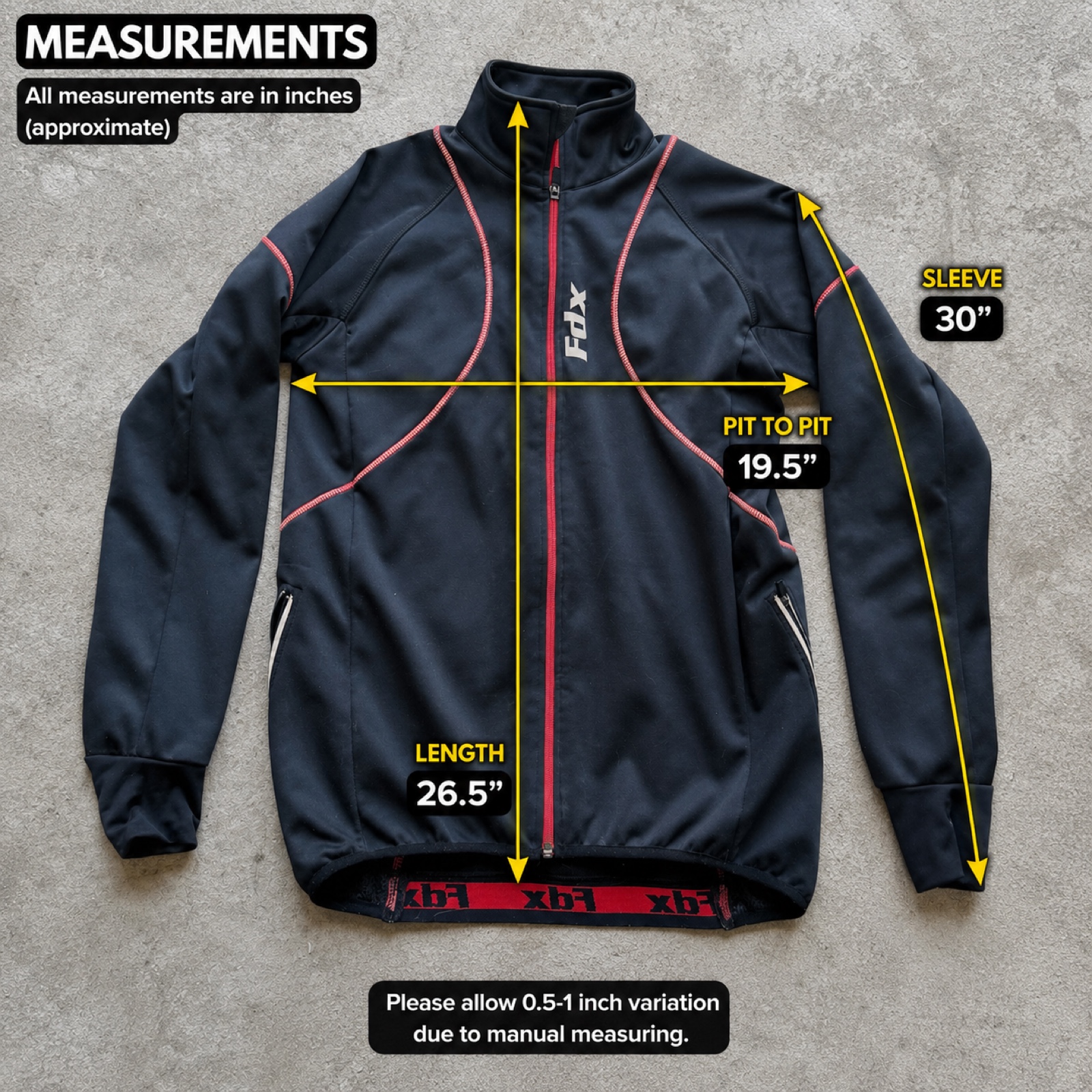 FDX Softshell Cycling Jacket Medium Black/Red Full Zip Windproof (Menswear) image 3