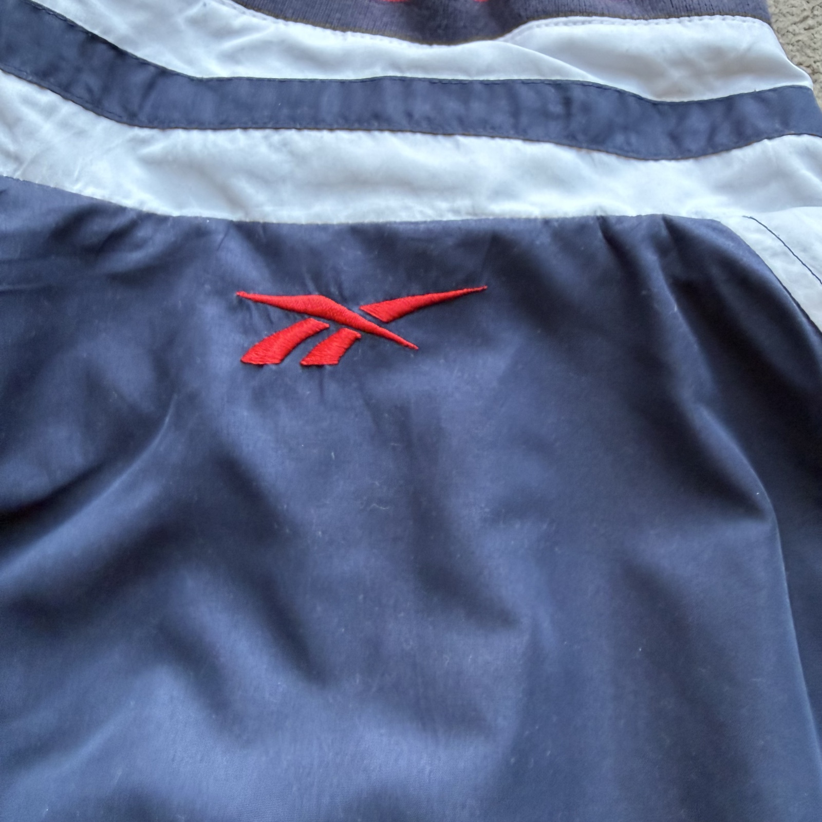 Reebok Vintage Windbreaker Jacket Mens M Navy White Full Zip Sportswear (Menswear) image 4