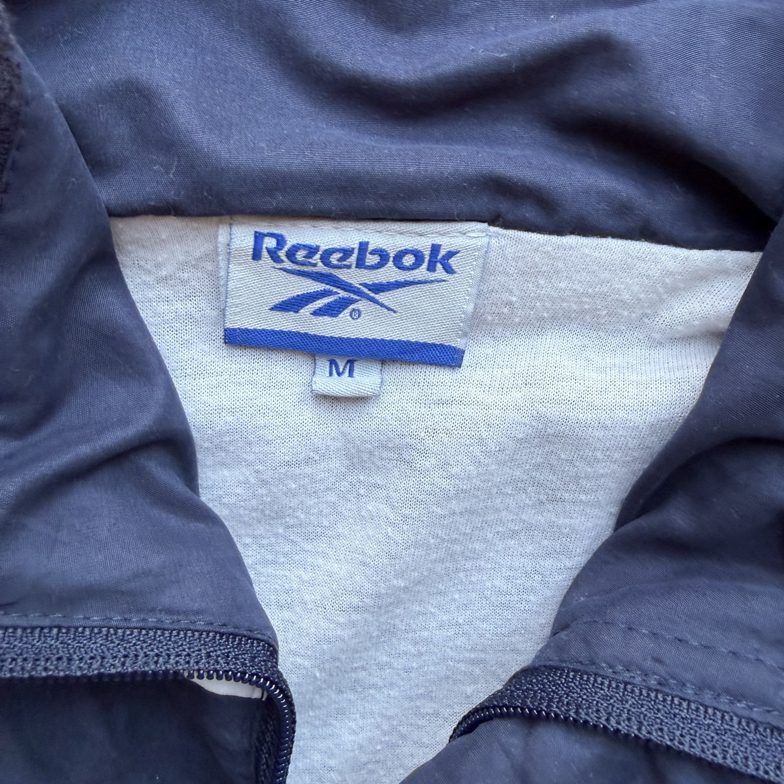 Reebok Vintage Windbreaker Jacket Mens M Navy White Full Zip Sportswear (Menswear) image 7