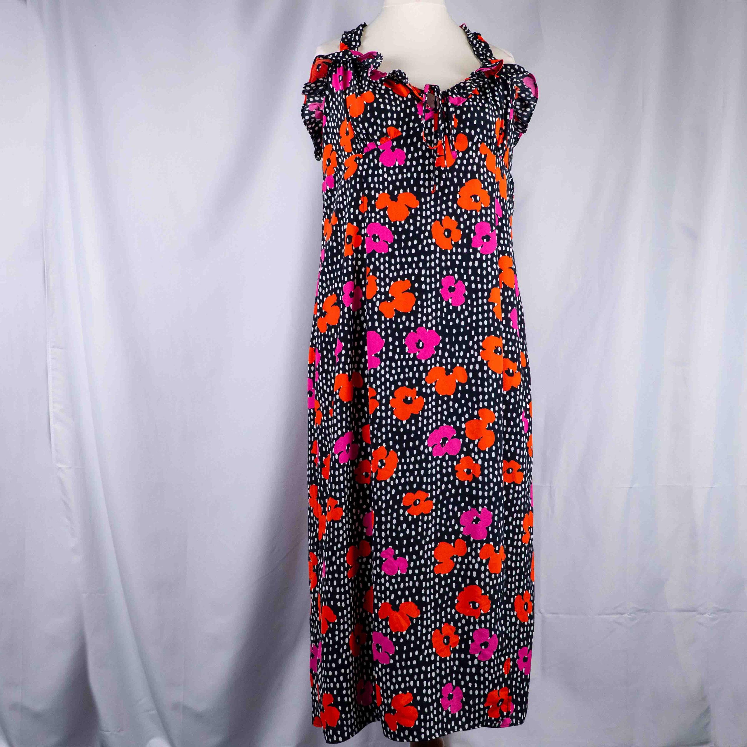 River Island Floral Midi Dress with Ruffled Straps Size 18 Pre-Owned