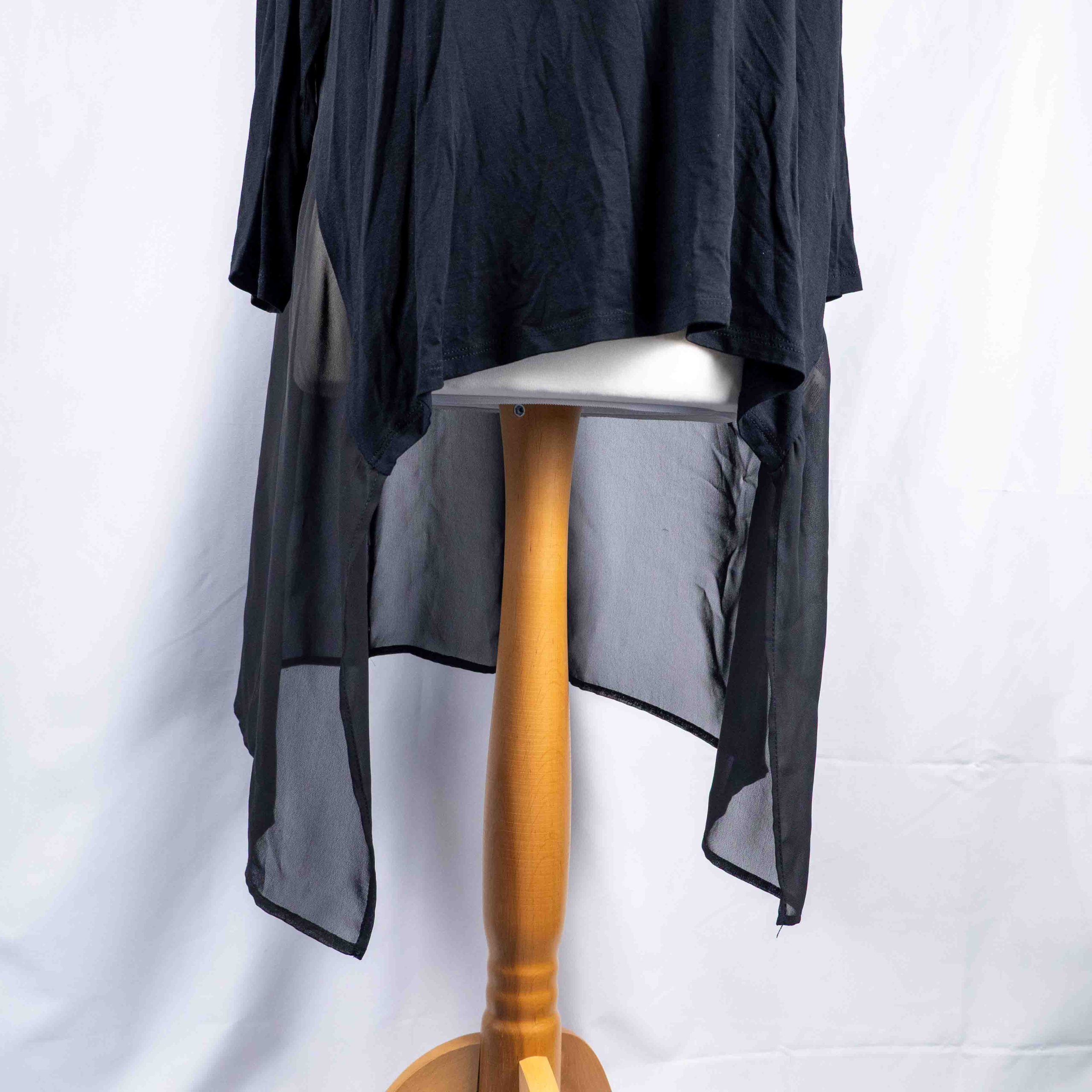 Cha Cha Vente Black High Low Sheer Back Long Sleeve Top One Size Pre-Owned image 3
