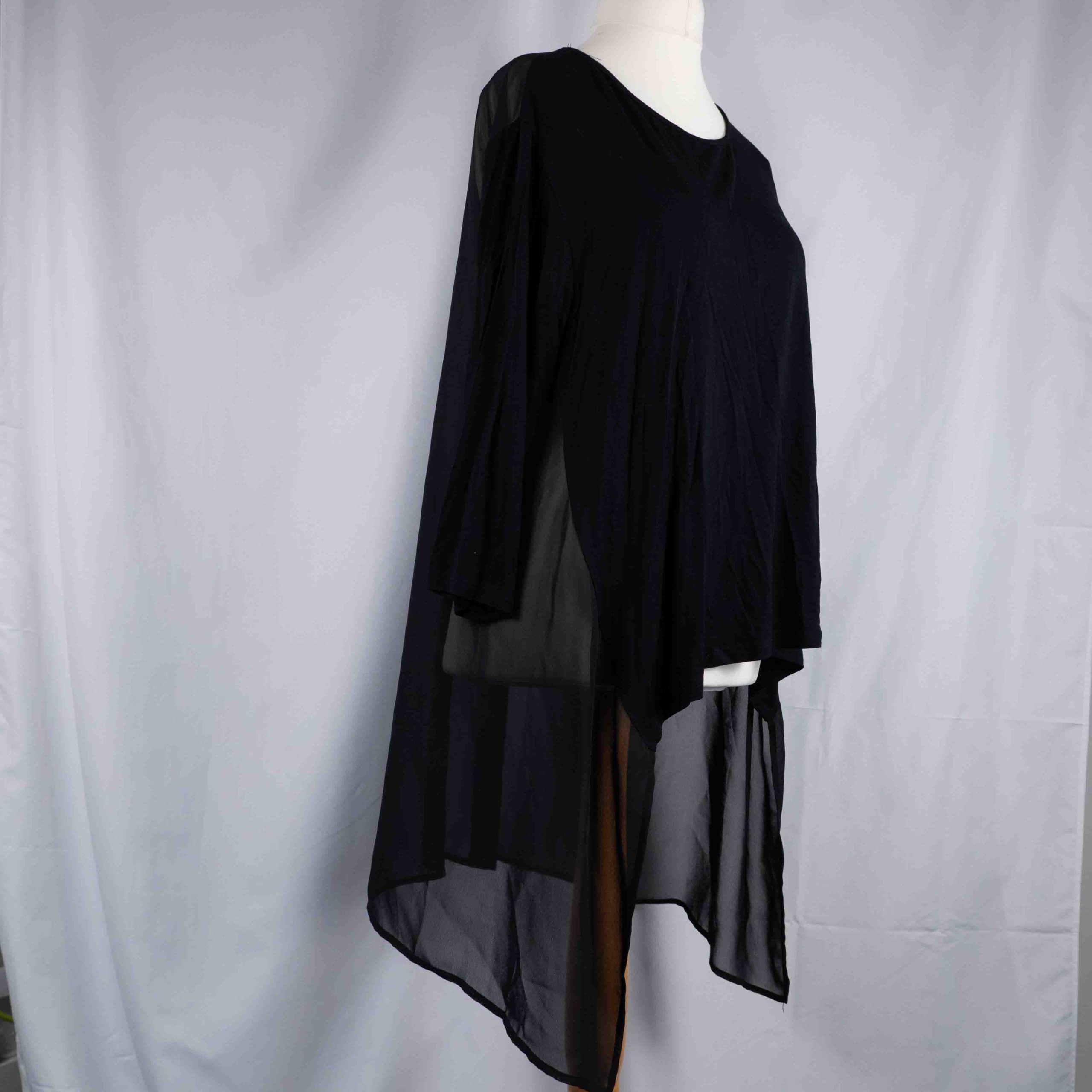 Cha Cha Vente Black High Low Sheer Back Long Sleeve Top One Size Pre-Owned image 4