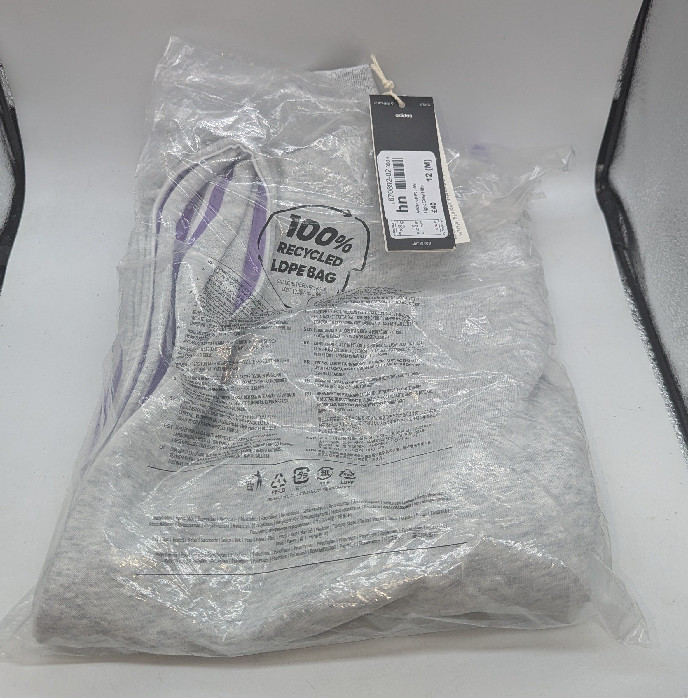Adidas Grey & Purple Cb Pt Ld99 Sweatpants Medium Women's Lounge Pants (A) image 4