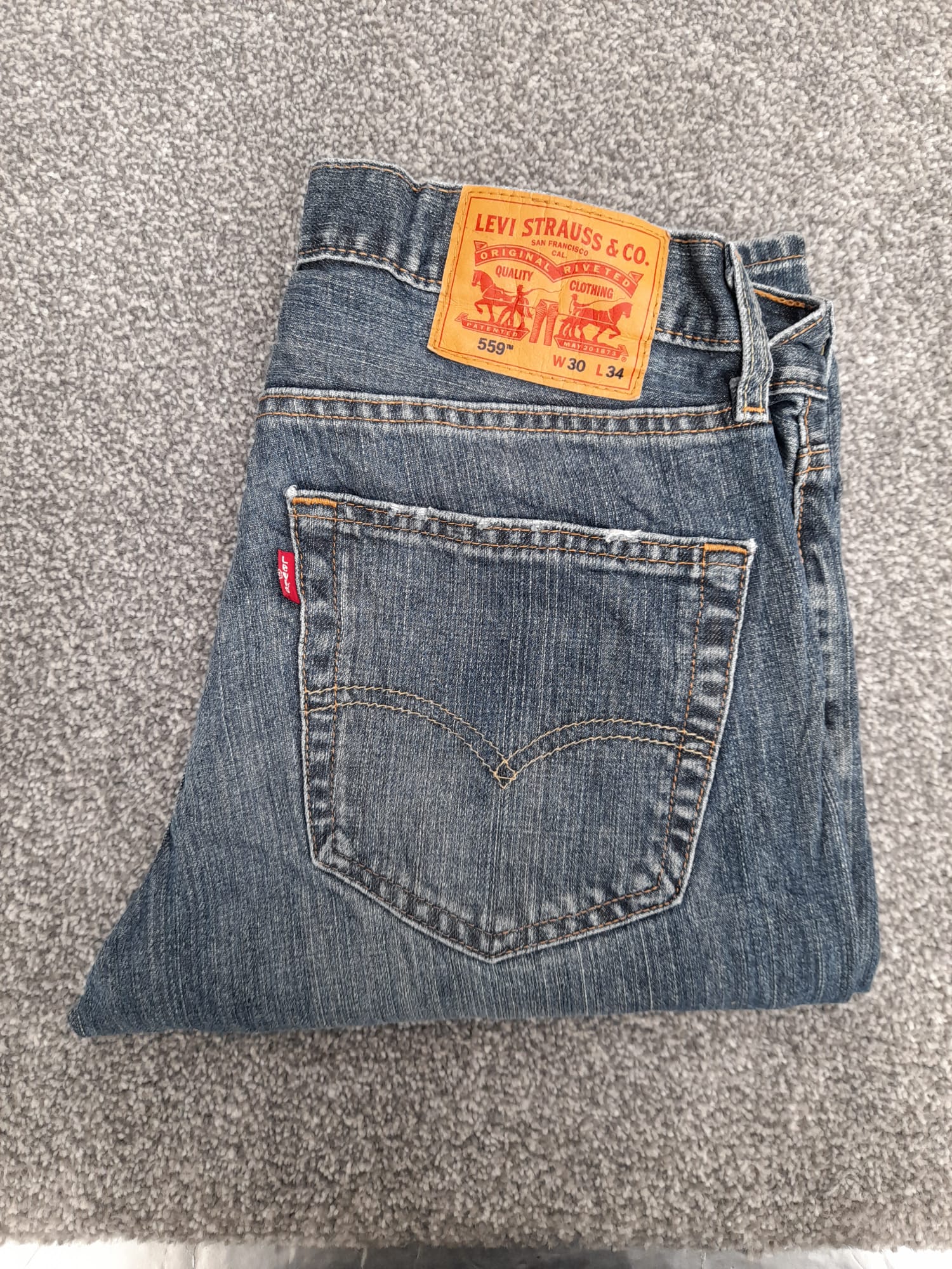 Levi's Blue 559 Loose Fit Denim Jeans Red Tab 30" image 2