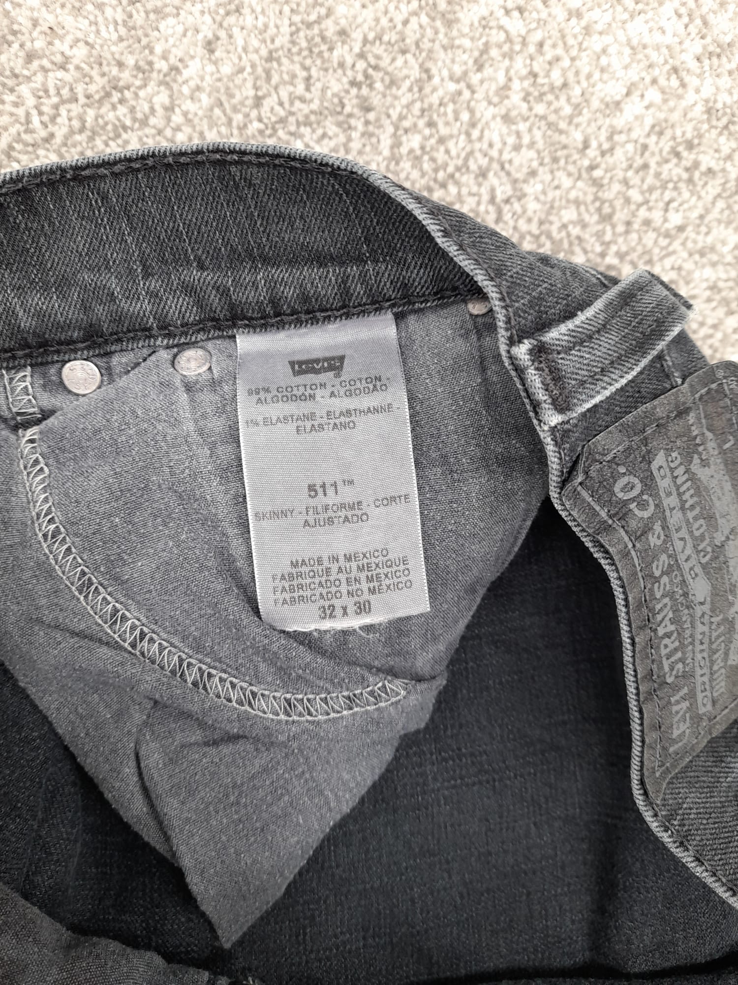 Levi's Black 511 Skinny Jeans Red Tab 32" image 4