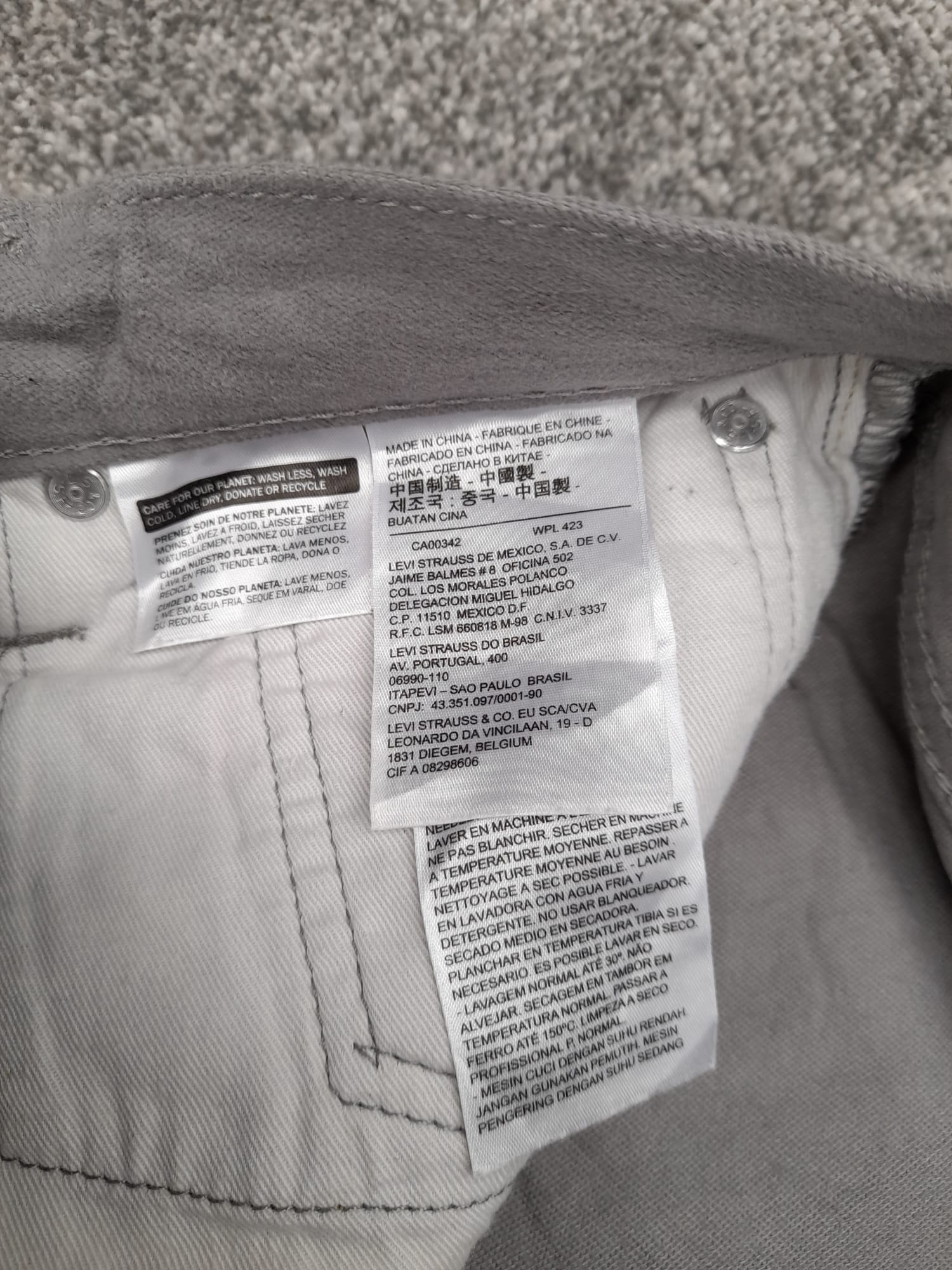 Levi's Grey Denim 511 Slim Fit Jeans White Tab 32" image 4