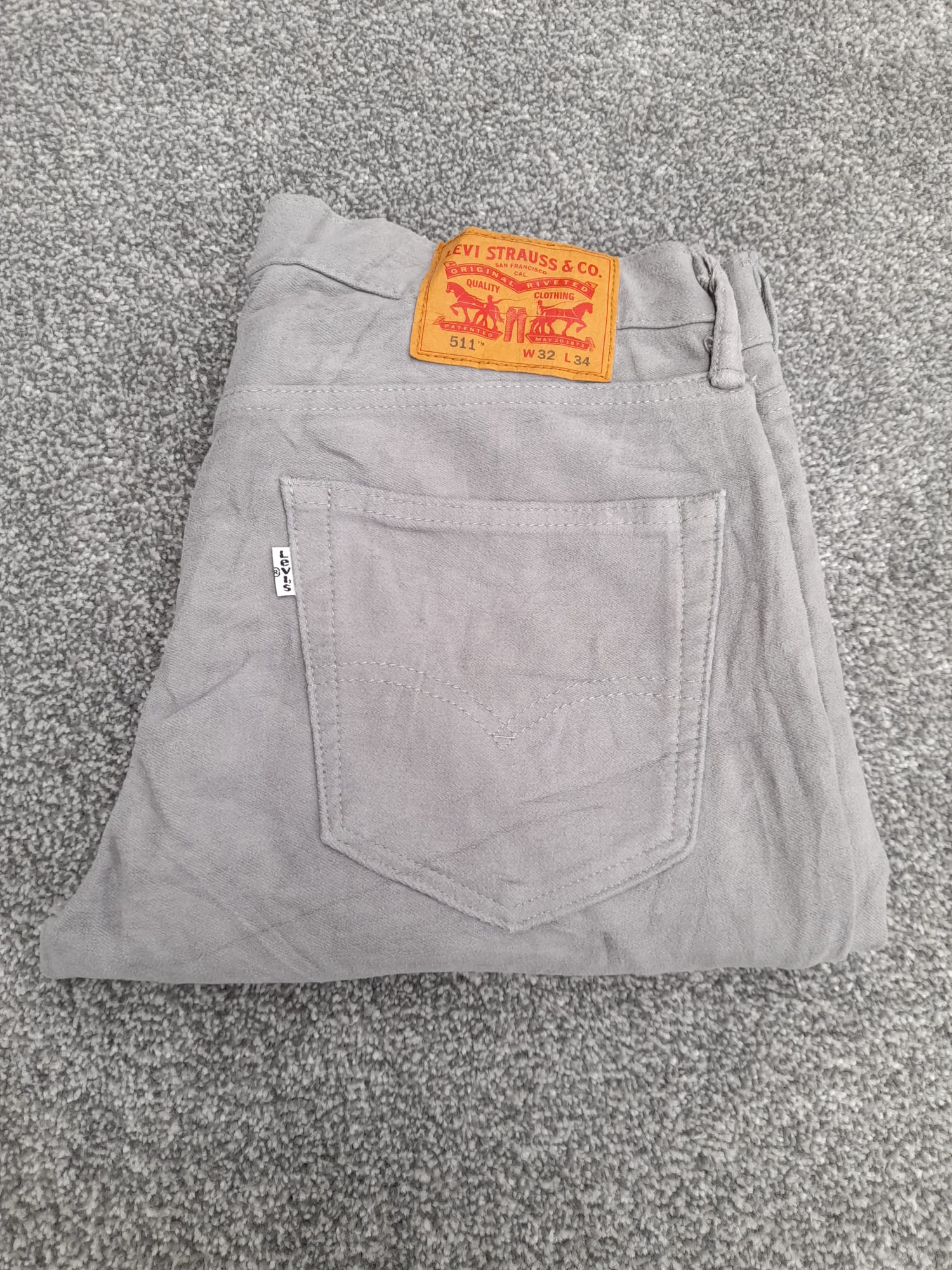 Levi's Grey Denim 511 Slim Fit Jeans White Tab 32" image 6