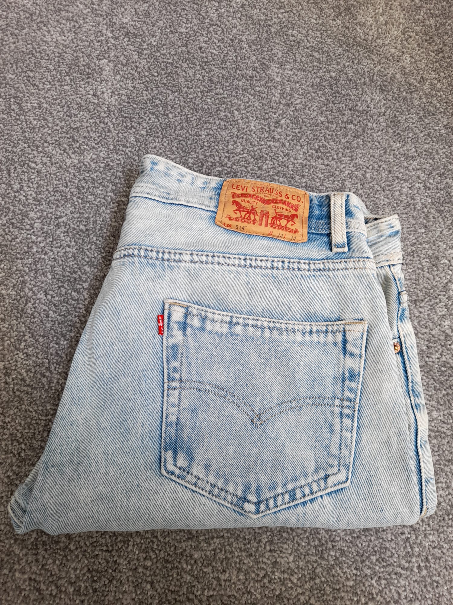 Levi's Light Blue 514 Slim Fit Jeans Red Tab 34" image 3