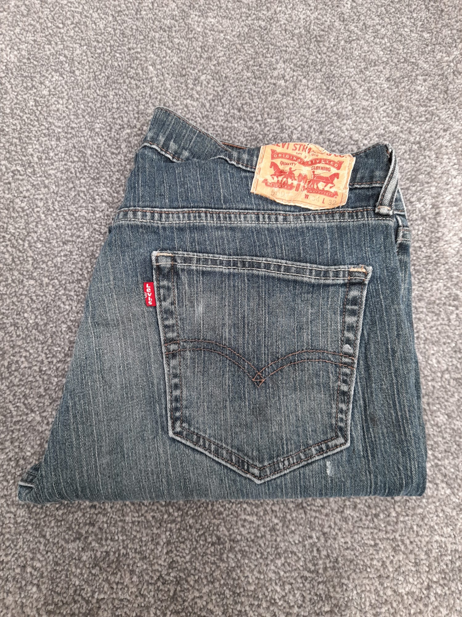 Levi's Blue Stripe Pattern Denim Jeans Red Tab 34" image 3