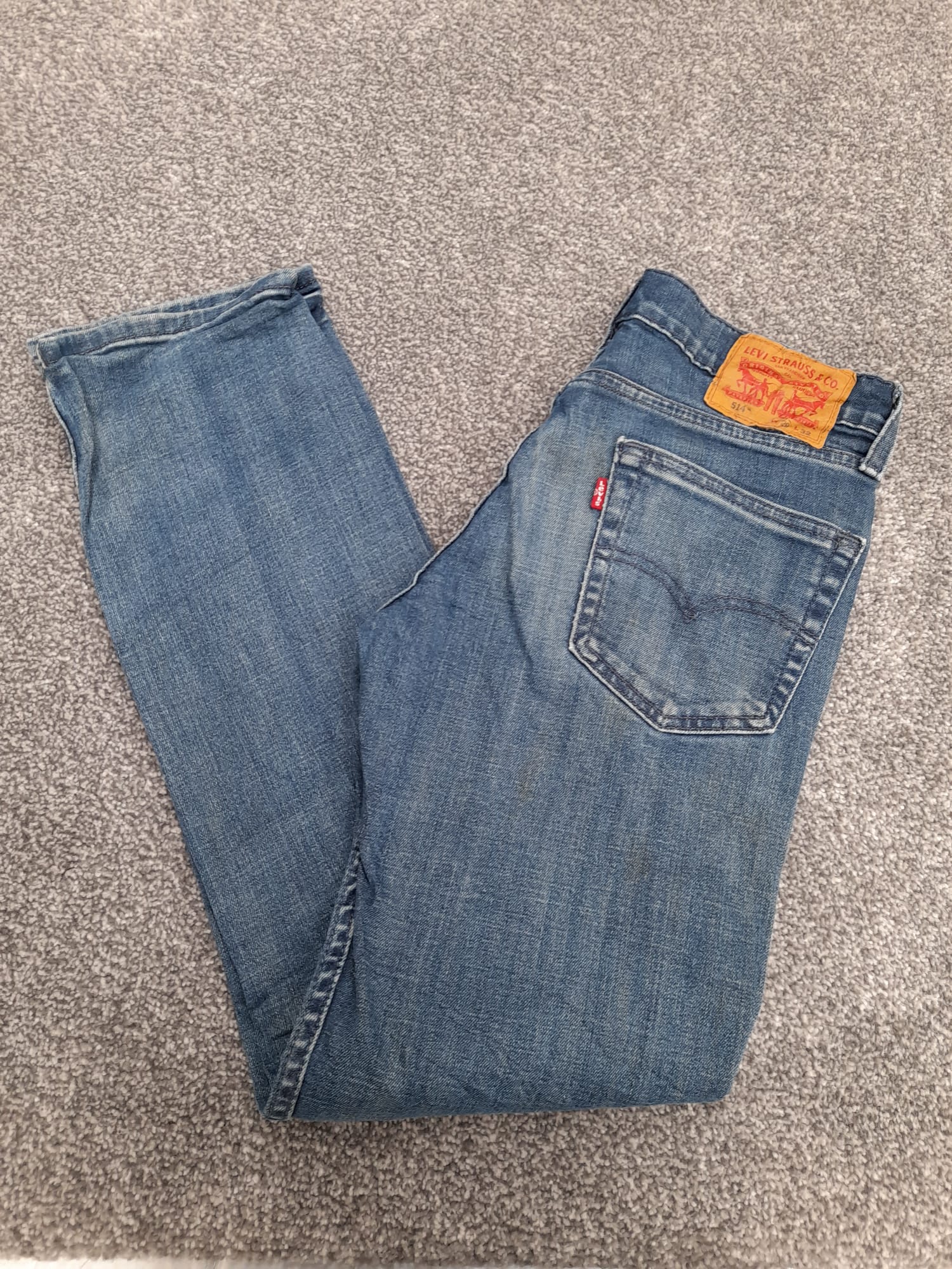 Levi's Blue Denim 514 Slim Straight Jeans Red Tab 29" image 2