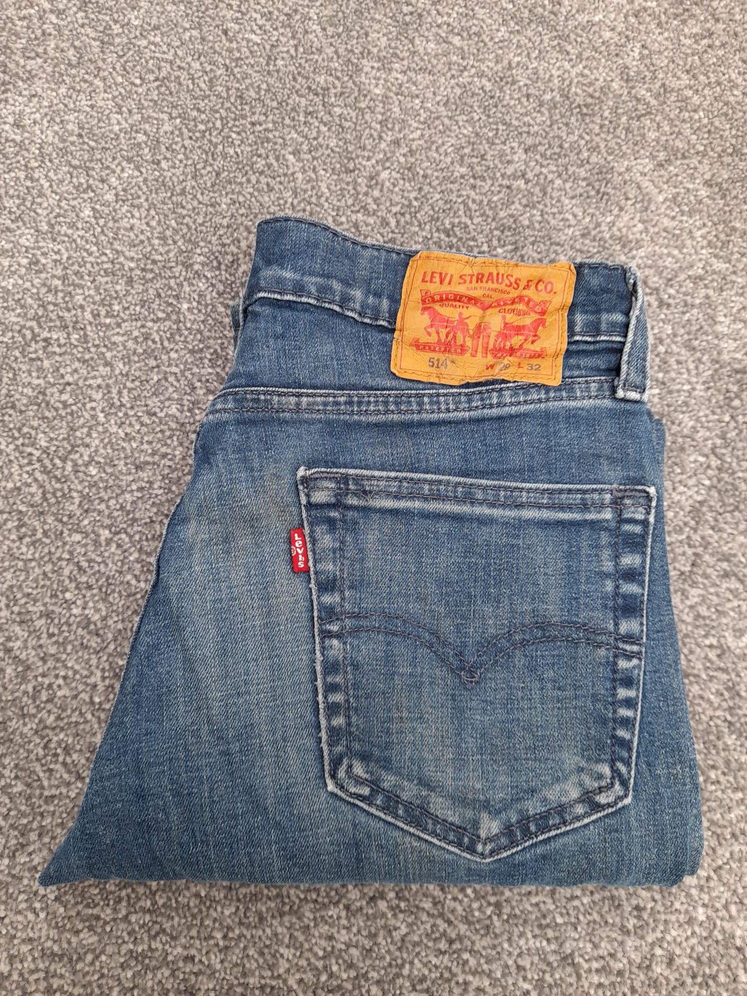 Levi's Blue Denim 514 Slim Straight Jeans Red Tab 29" image 3