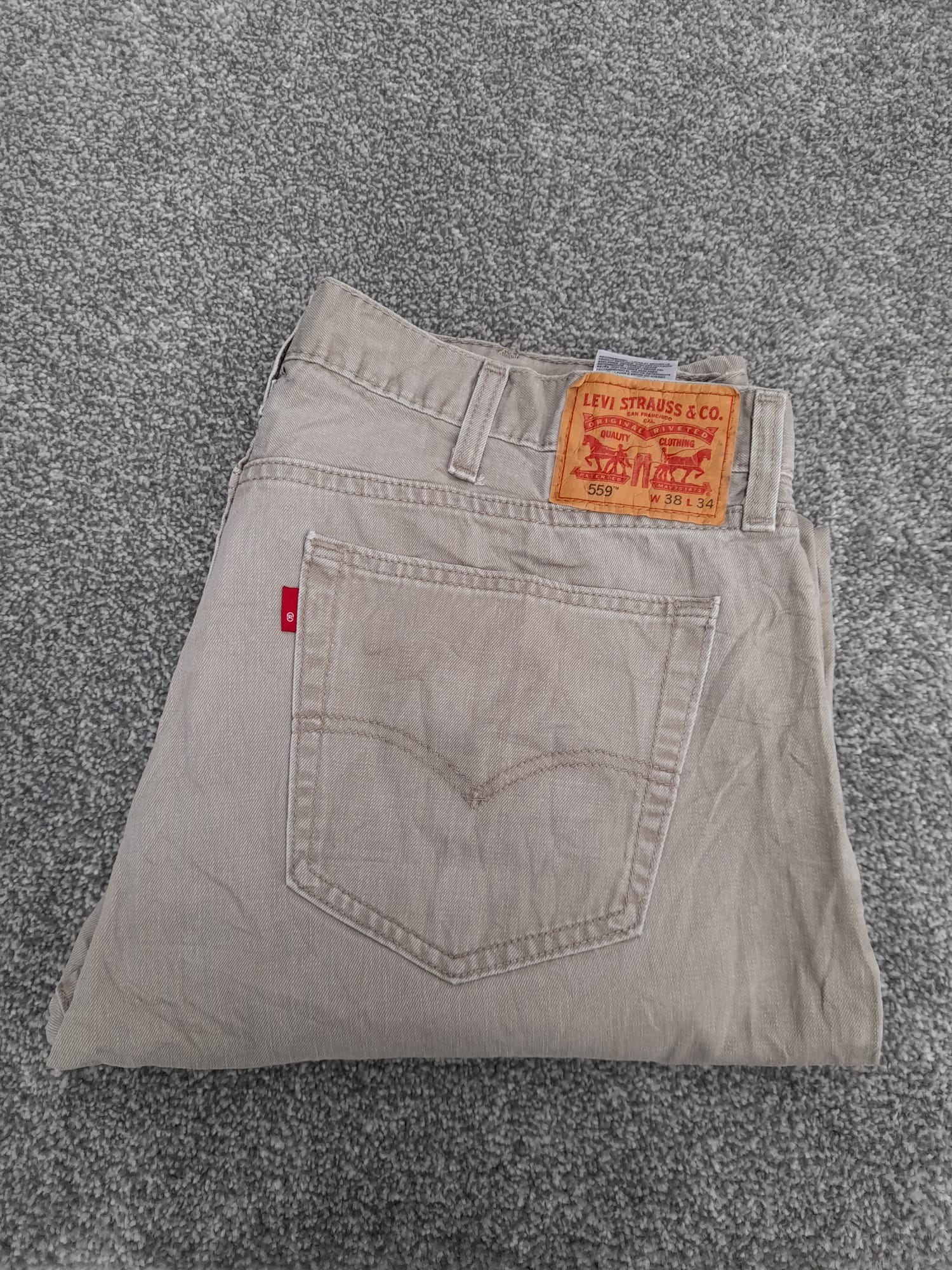Levi's 559 Beige Denim Jeans Casual Pants Red Tab 38" image 5