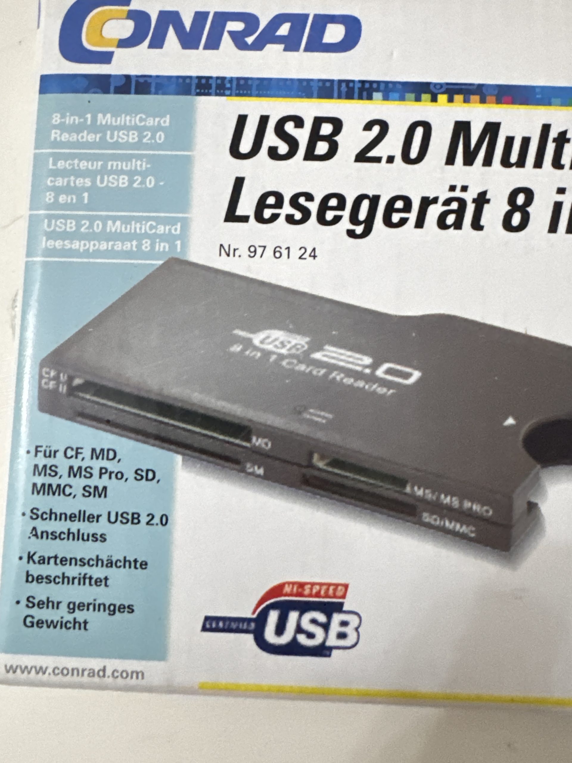 Conrad Black USB 2.0 MultiCard Reader 8 in 1 Extra - 2 image 2