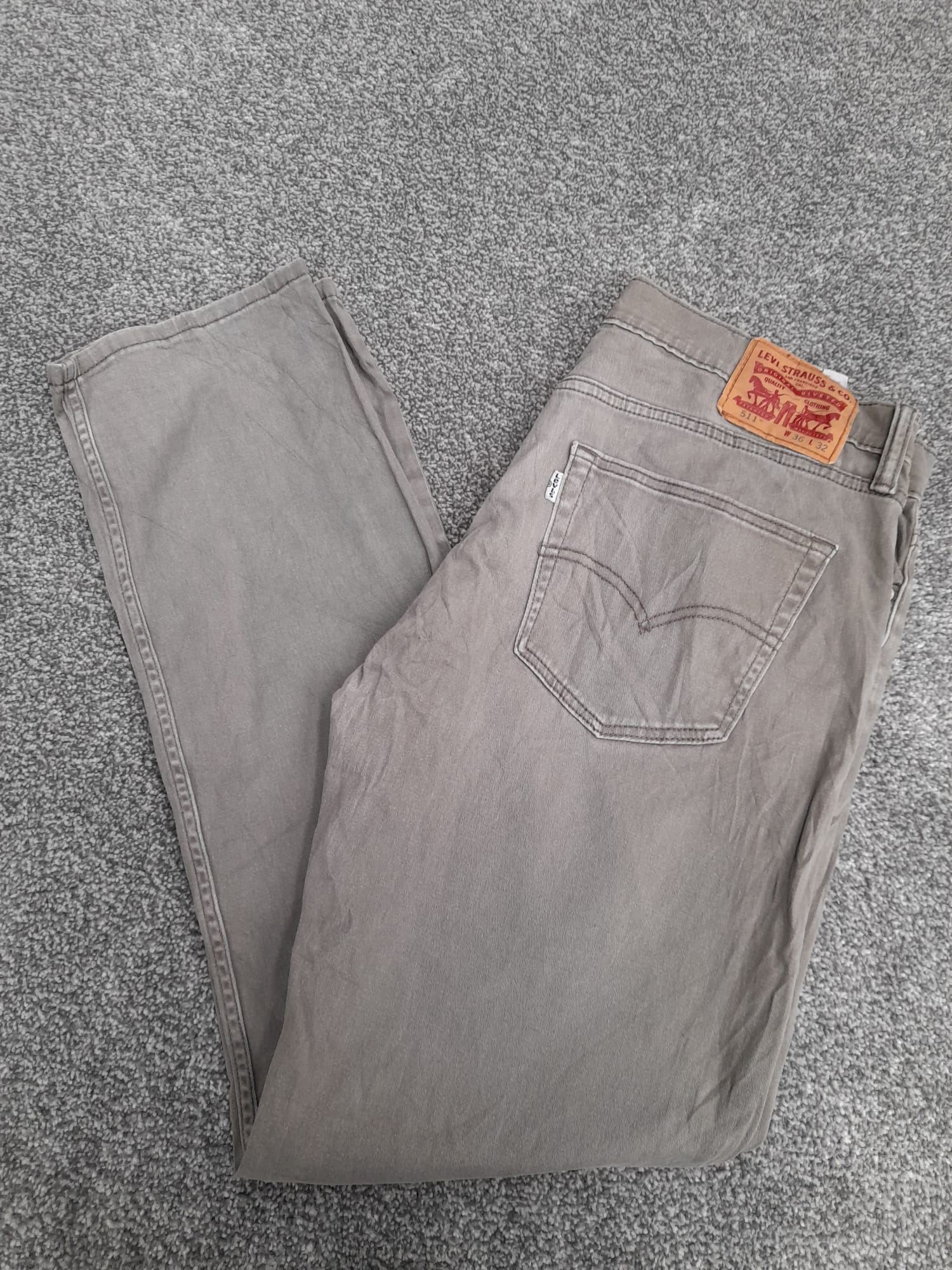 Levi's Grey 511 Slim Fit Jeans White tab 36" image 2