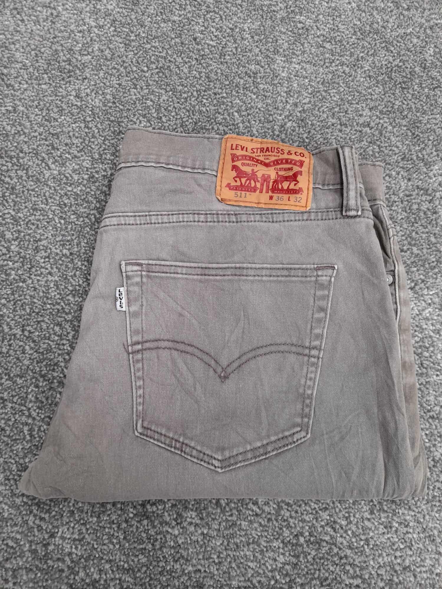 Levi's Grey 511 Slim Fit Jeans White tab 36" image 4