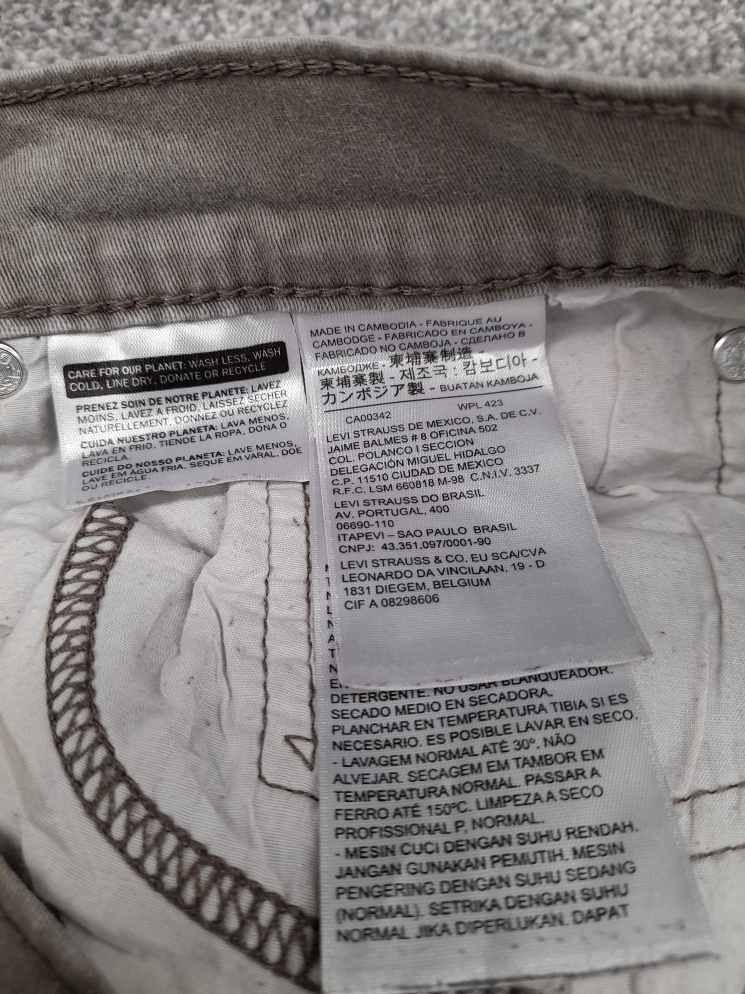 Levi's Grey 511 Slim Fit Jeans White tab 36" image 8