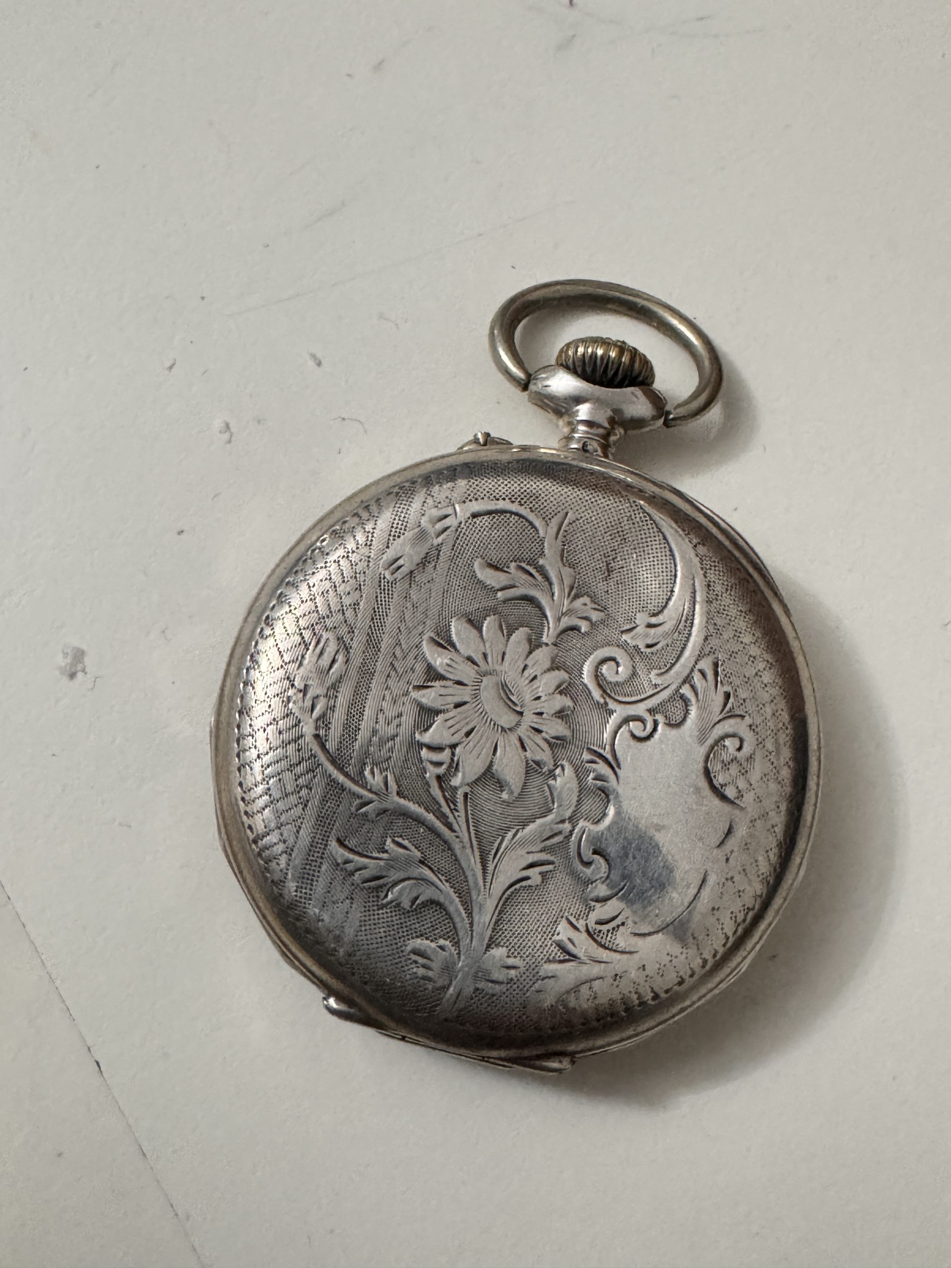 Antique Silver Pocket Watch with Roman Numerals WATCH 13 WORKING - NO GLASS image 9