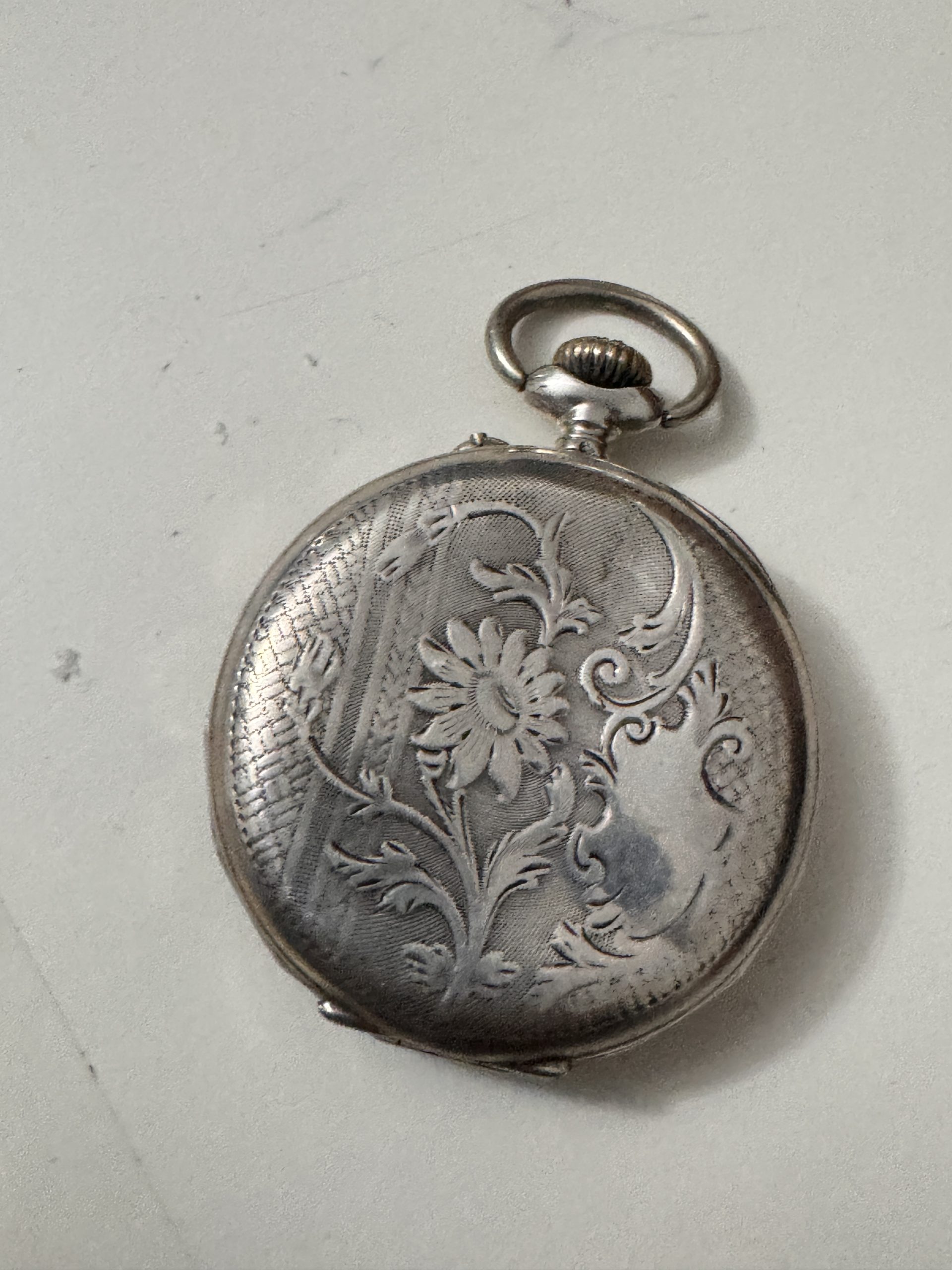 Antique Silver Pocket Watch with Roman Numerals WATCH 13 WORKING - NO GLASS image 10