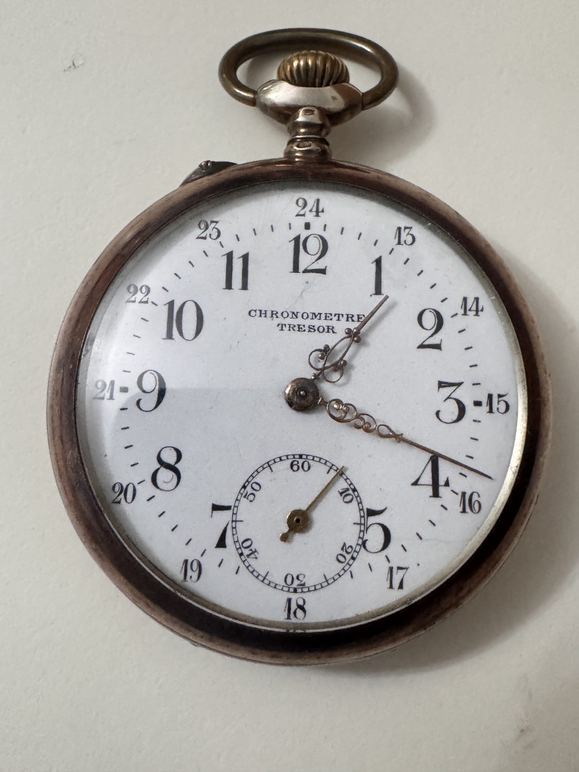 Tresor Silver Chronometre Precision Pocket Watch -1