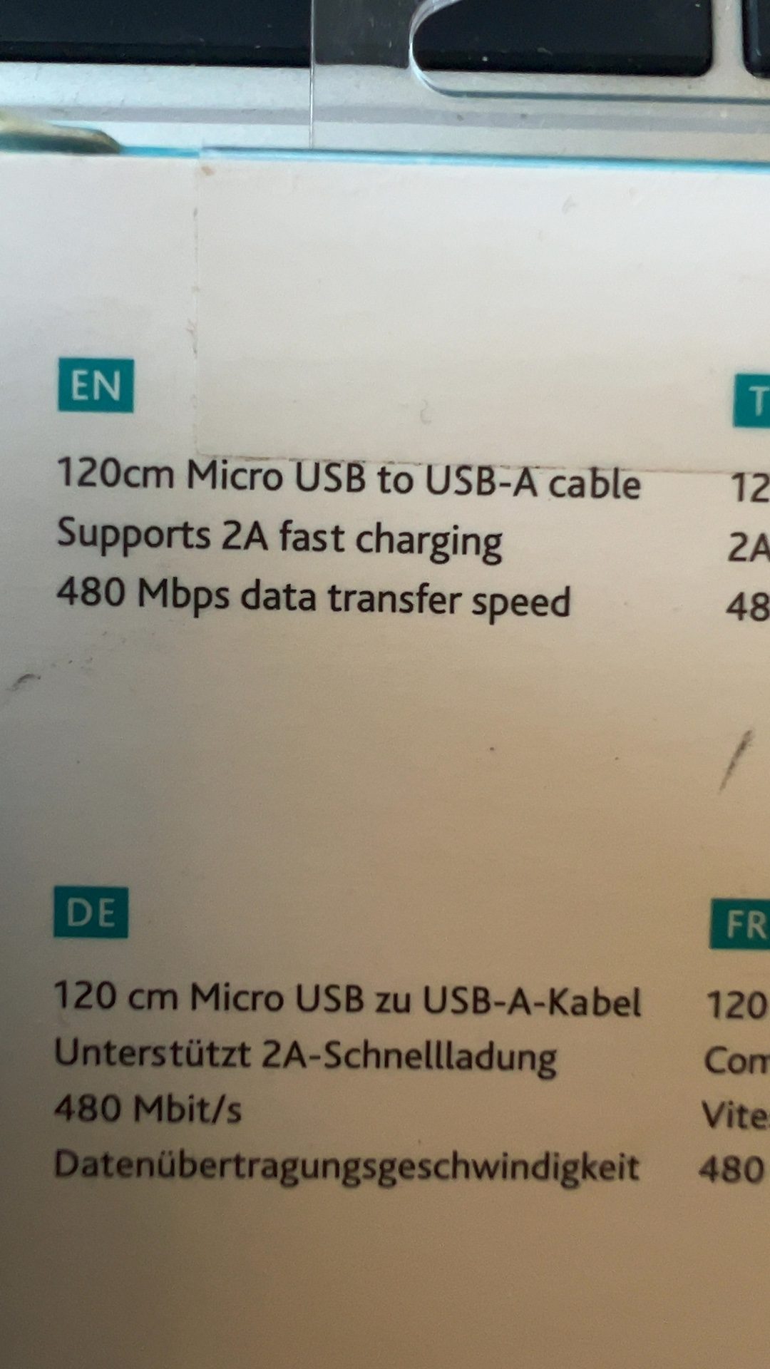 ttec White Micro USB to USB-A Cable 120cm Fast Charging Data Sync