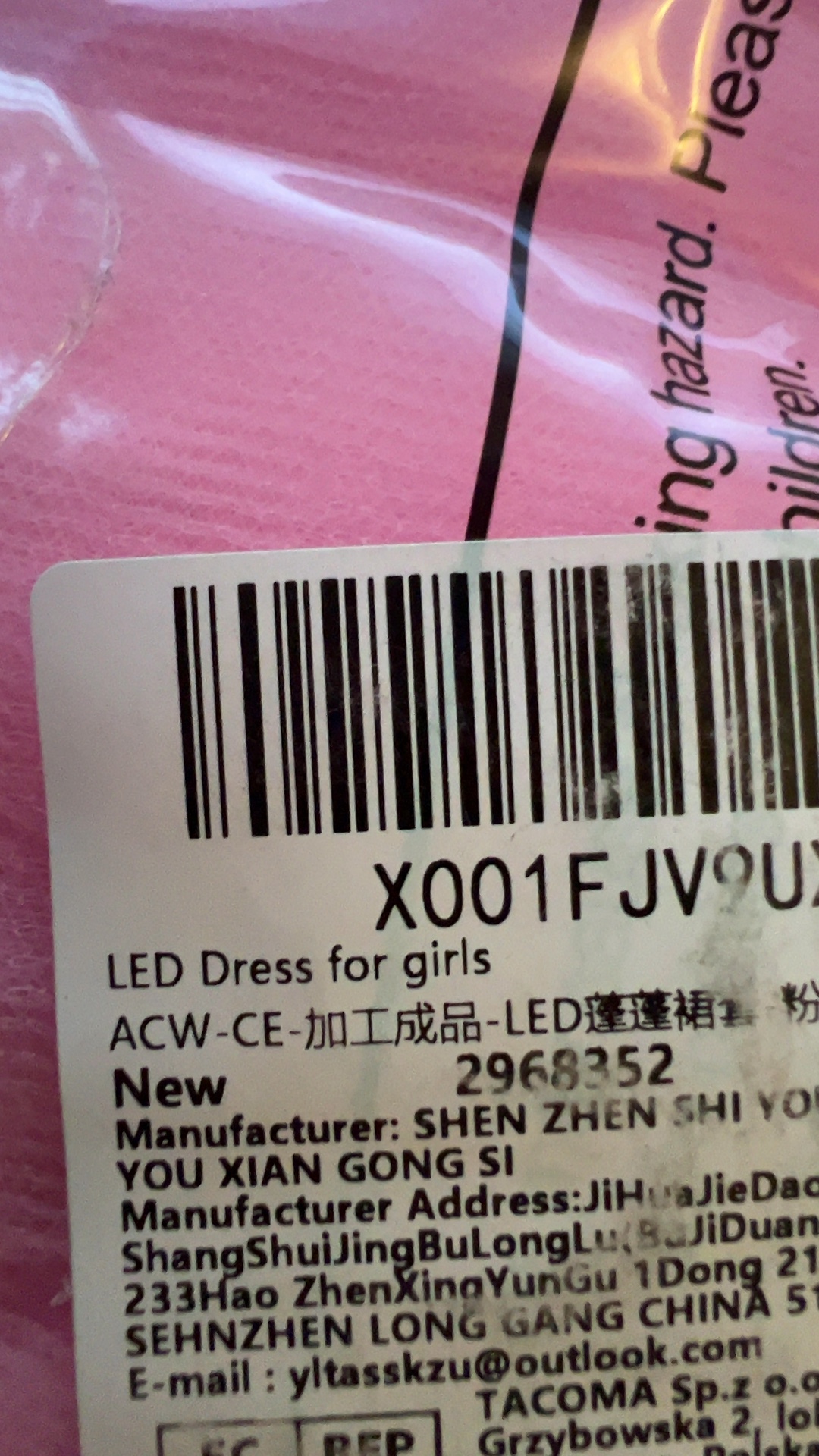 ACWOO Pink LED Tutu Skirt Set for Girls New