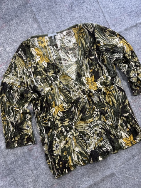 Per Una Green Floral Blouse V Neck 18 image 2