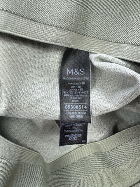 M&S Khaki Flared Trousers Regular 20 image 3