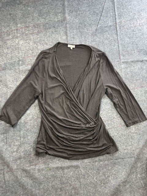 Kaliko Brown Striped Wrap Top Size 18