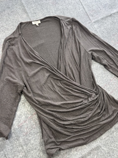Kaliko Brown Striped Wrap Top Size 18 image 2