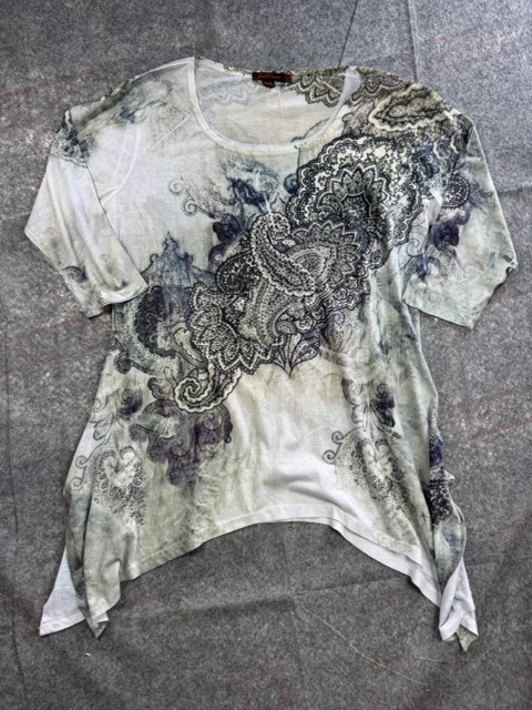 Joe Browns White & Grey Printed Asymmetric Top UK18