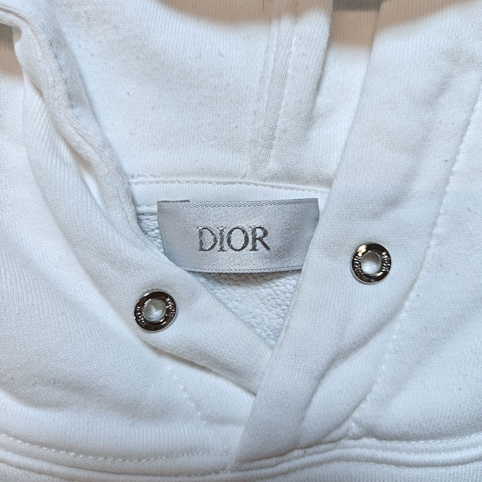 Dior CD White Embroidered Logo Sweatshirt Hoodie Mens White Small image 3
