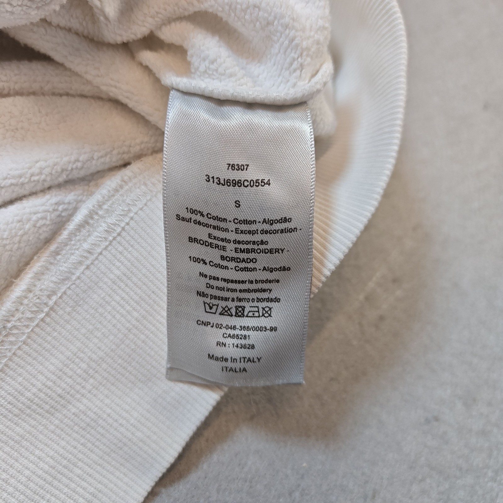 Dior CD White Embroidered Logo Sweatshirt Hoodie Mens White Small image 9