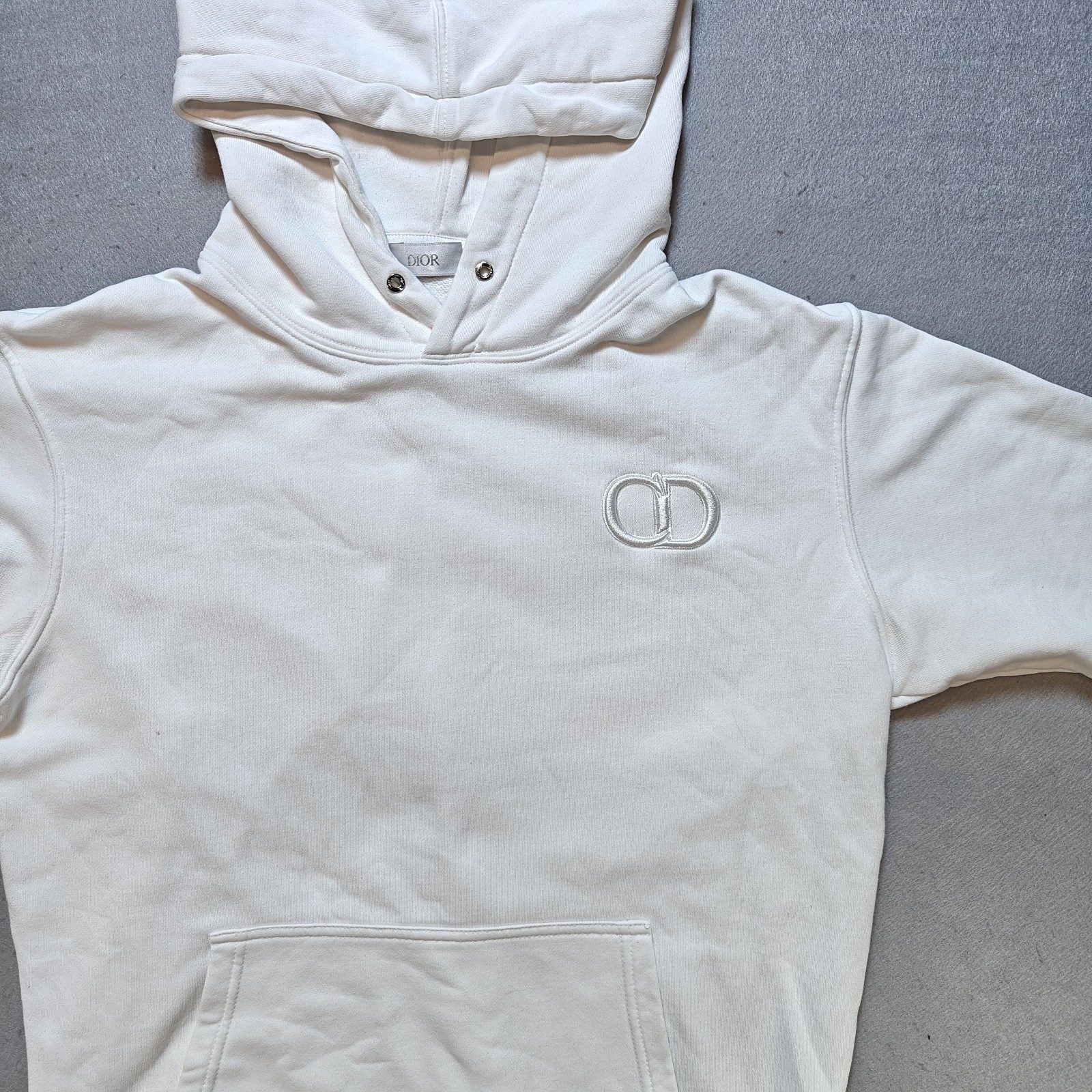 Dior CD White Embroidered Logo Sweatshirt Hoodie Mens White Small image 10