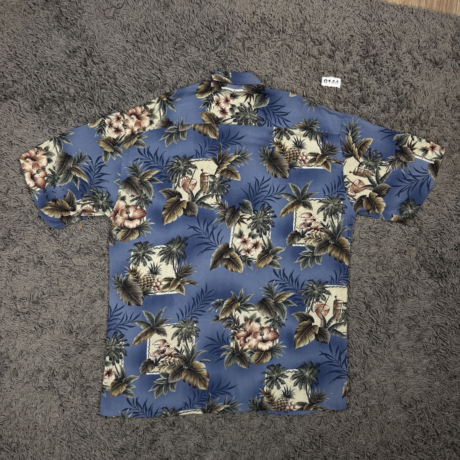 Moda Campia Vintage Rayon Hawaiian Shirt Blue Floral M image 4