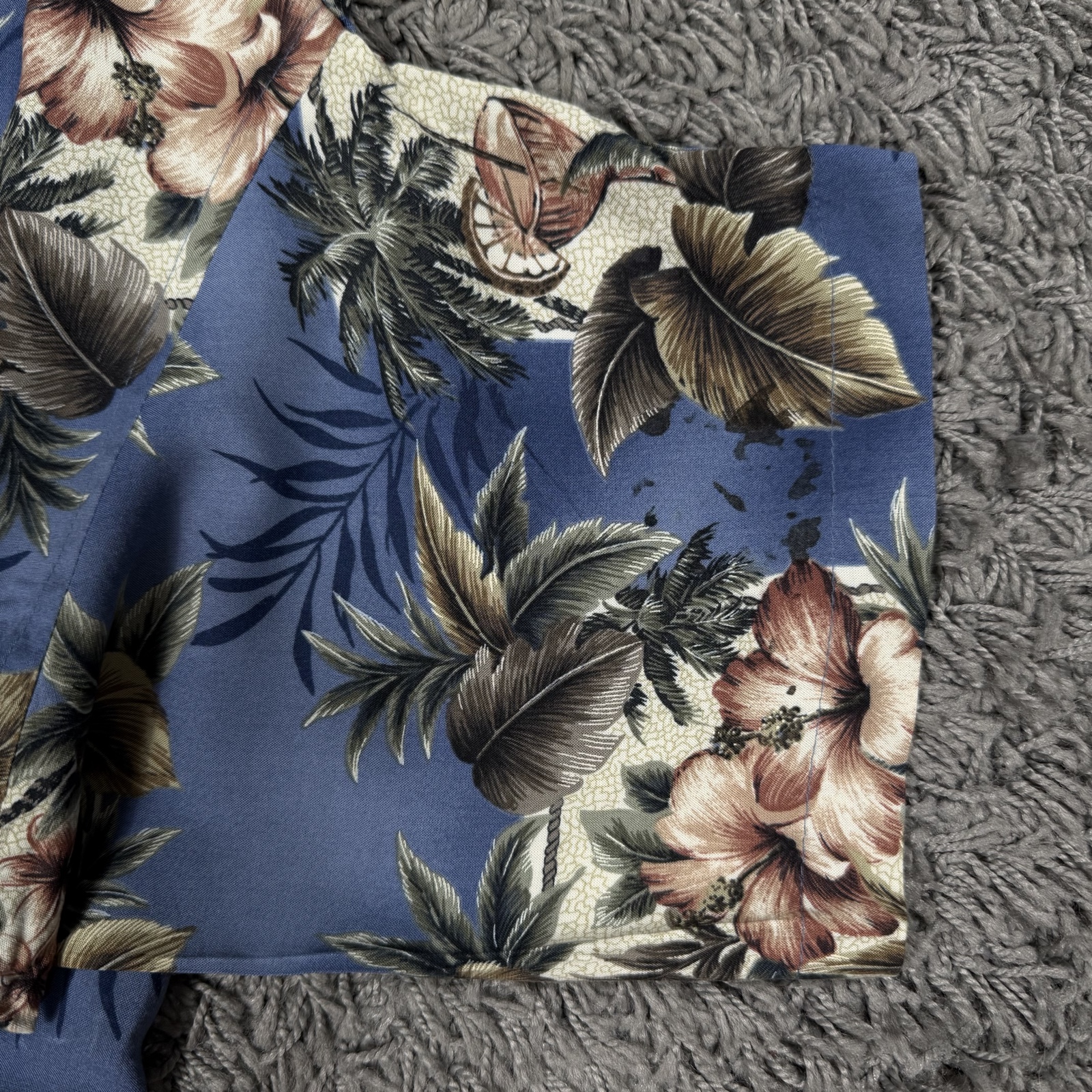 Moda Campia Vintage Rayon Hawaiian Shirt Blue Floral M image 5