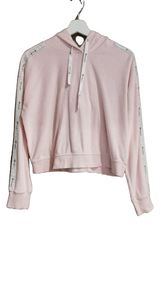 Champion Pink Velour Cropped Hoodie Medium