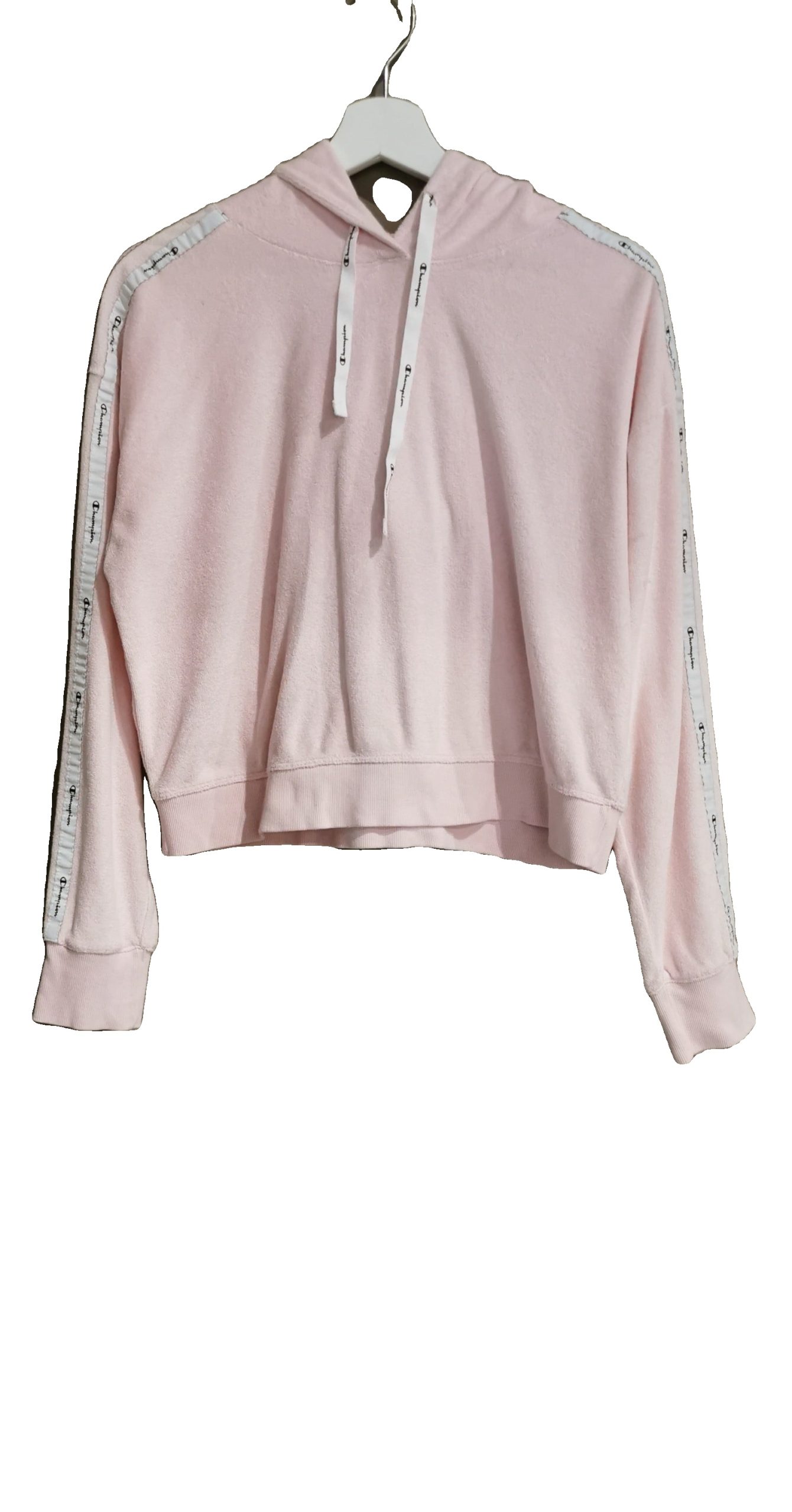 Champion Pink Velour Cropped Hoodie Medium