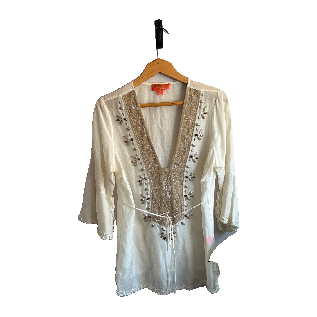 Carana White Embellished Boho Top Medium
