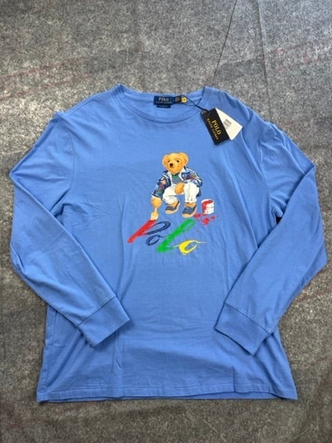 Polo Ralph Lauren Blue Painter Bear Longsleeve T-Shirt Large Classic Fit