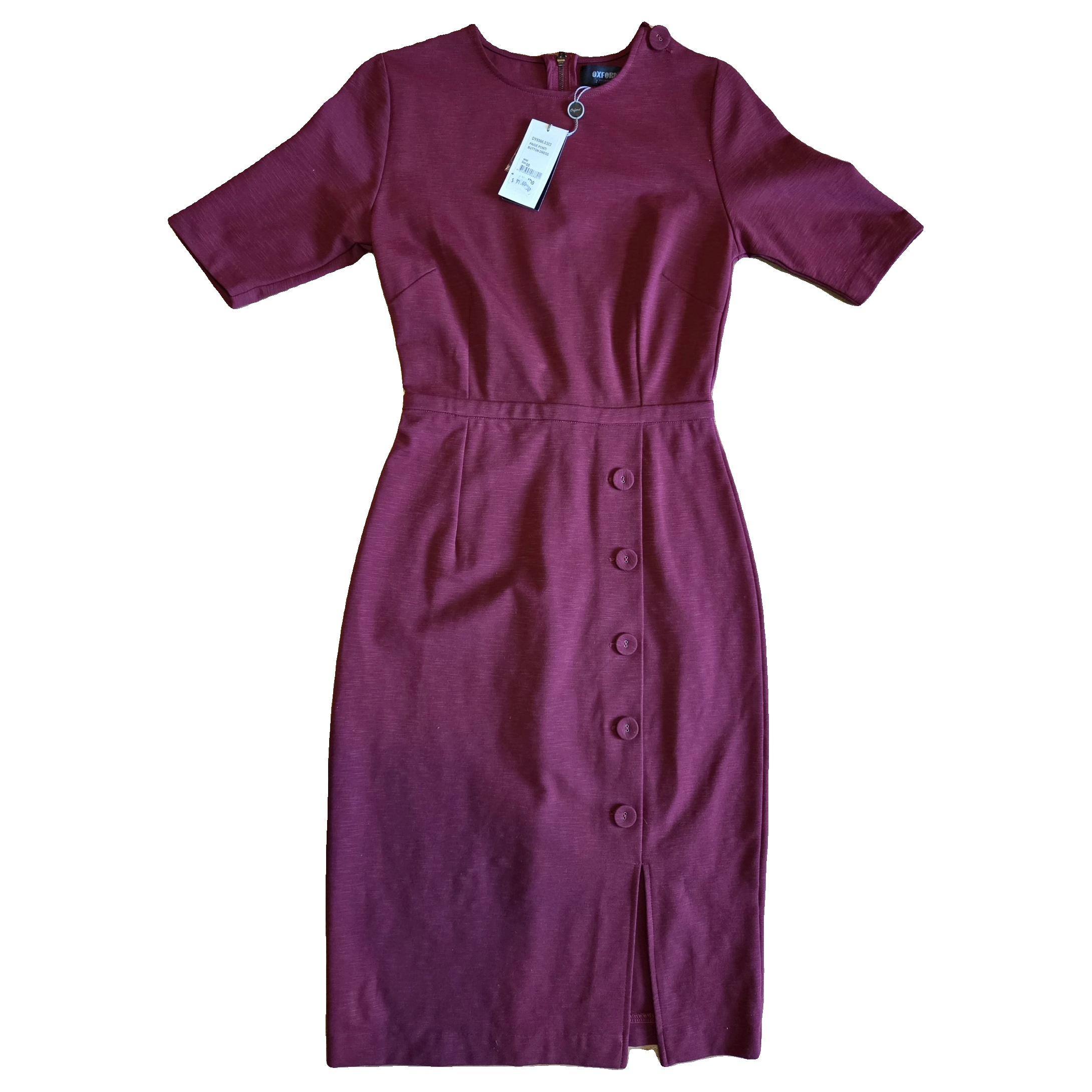 Oxford Burgundy Paige Ponte Button Dress Size 8 Women