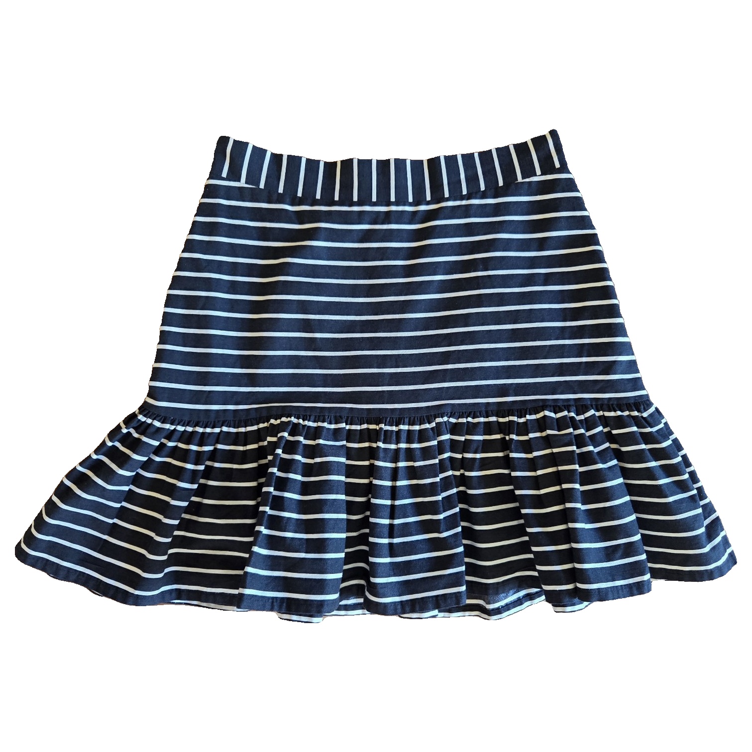 By Johnny Navy & White Stripe Ruffle Hem Skirt Size 10
