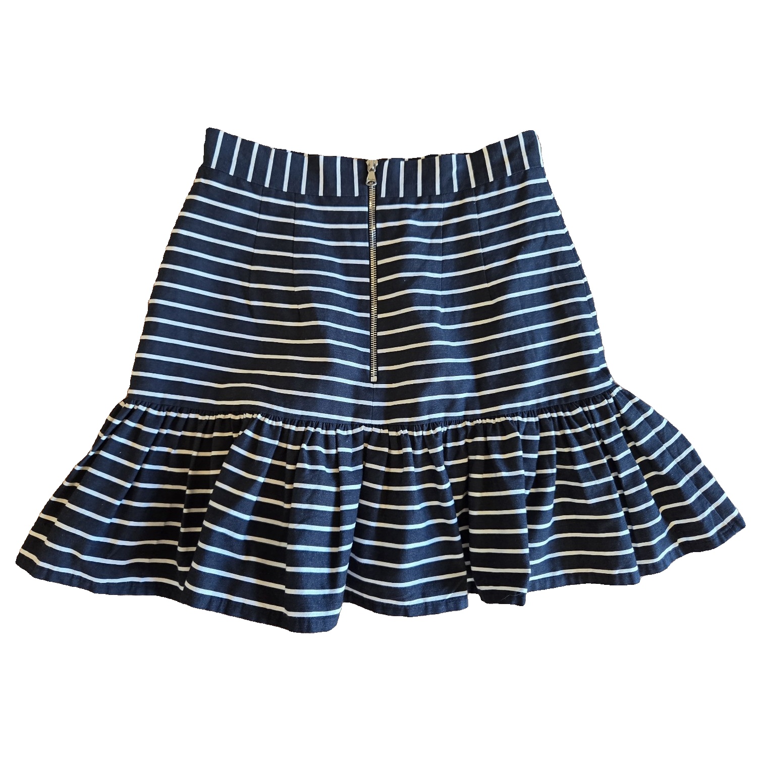 By Johnny Navy & White Stripe Ruffle Hem Skirt Size 10 image 2