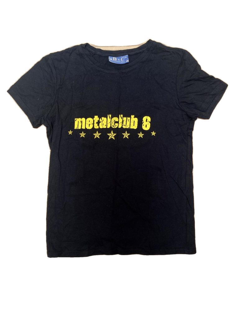Vintage B&C Black & Yellow Metalclub 6 Graphic T-Shirt Medium
