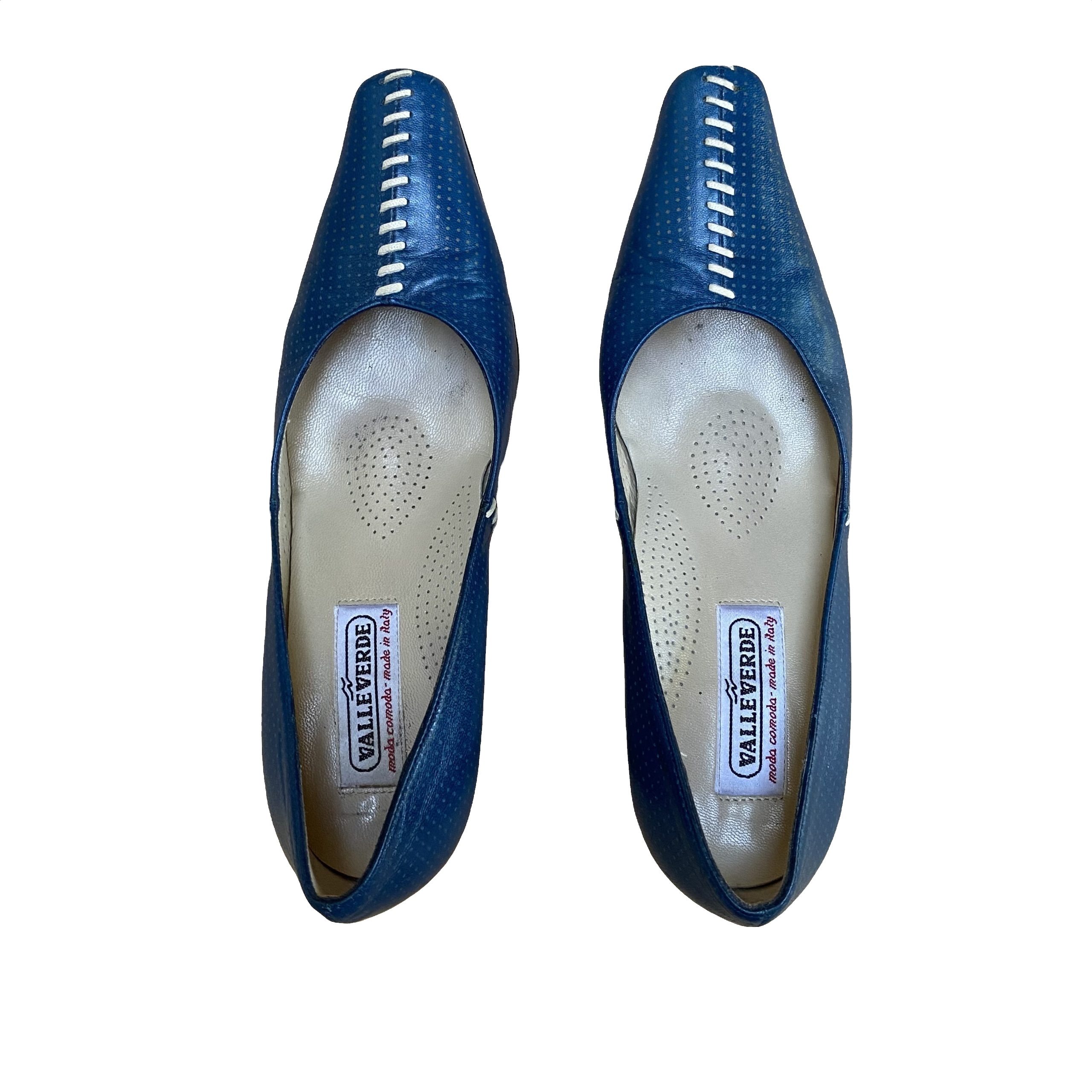 Vintage Valleverde Blue Leather Heeled Shoes EU 34.5 image 4